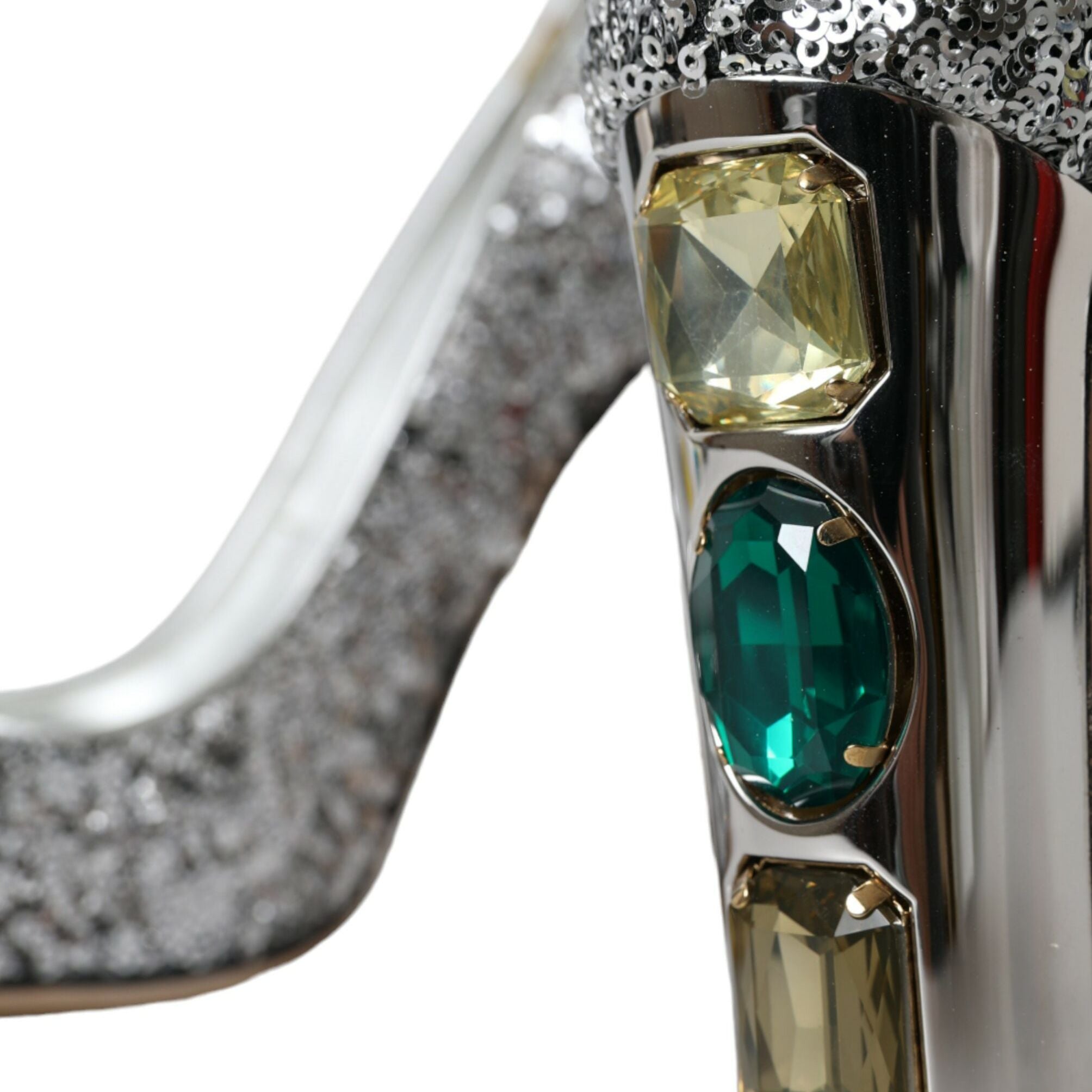 Dolce & Gabbana Silver Sequin Embellished Heels Pumps Shoes