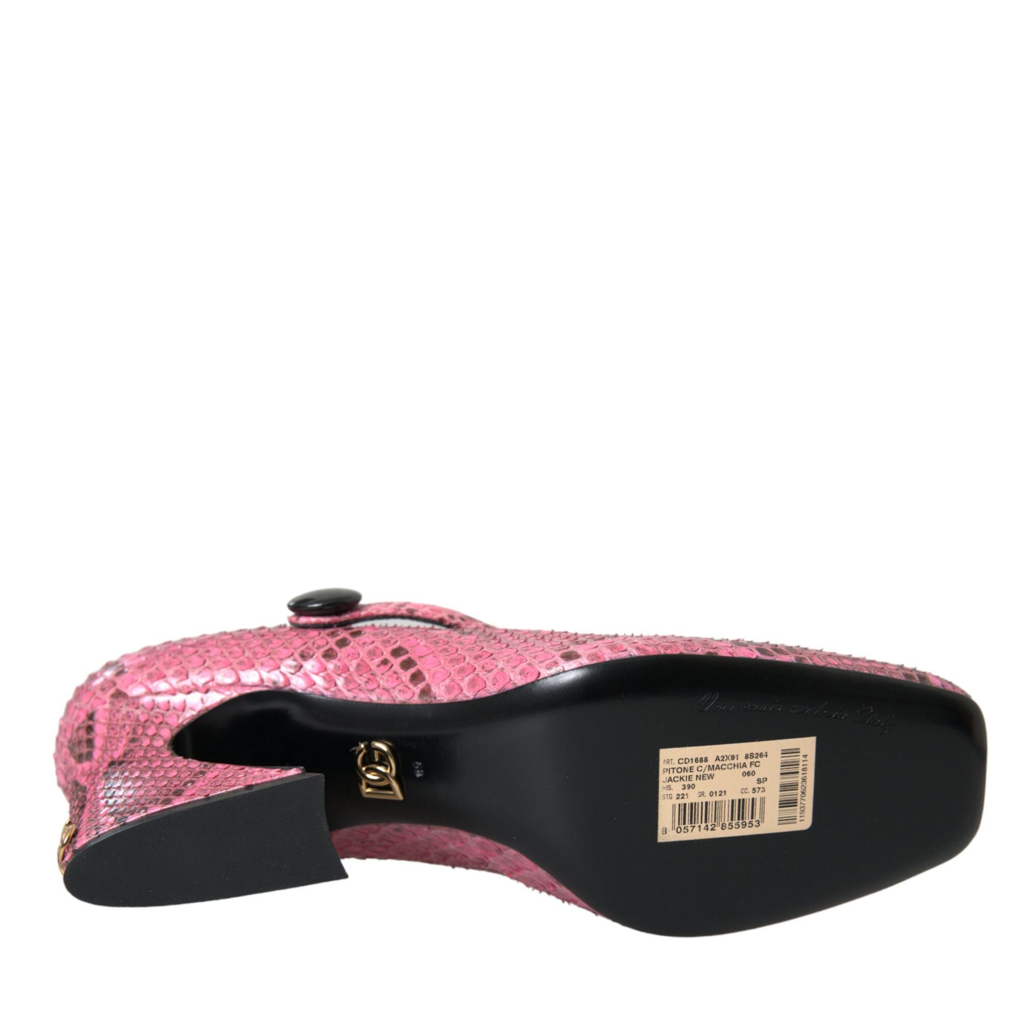 Dolce & Gabbana Pink Python Leather Mary Jane Heels Shoes
