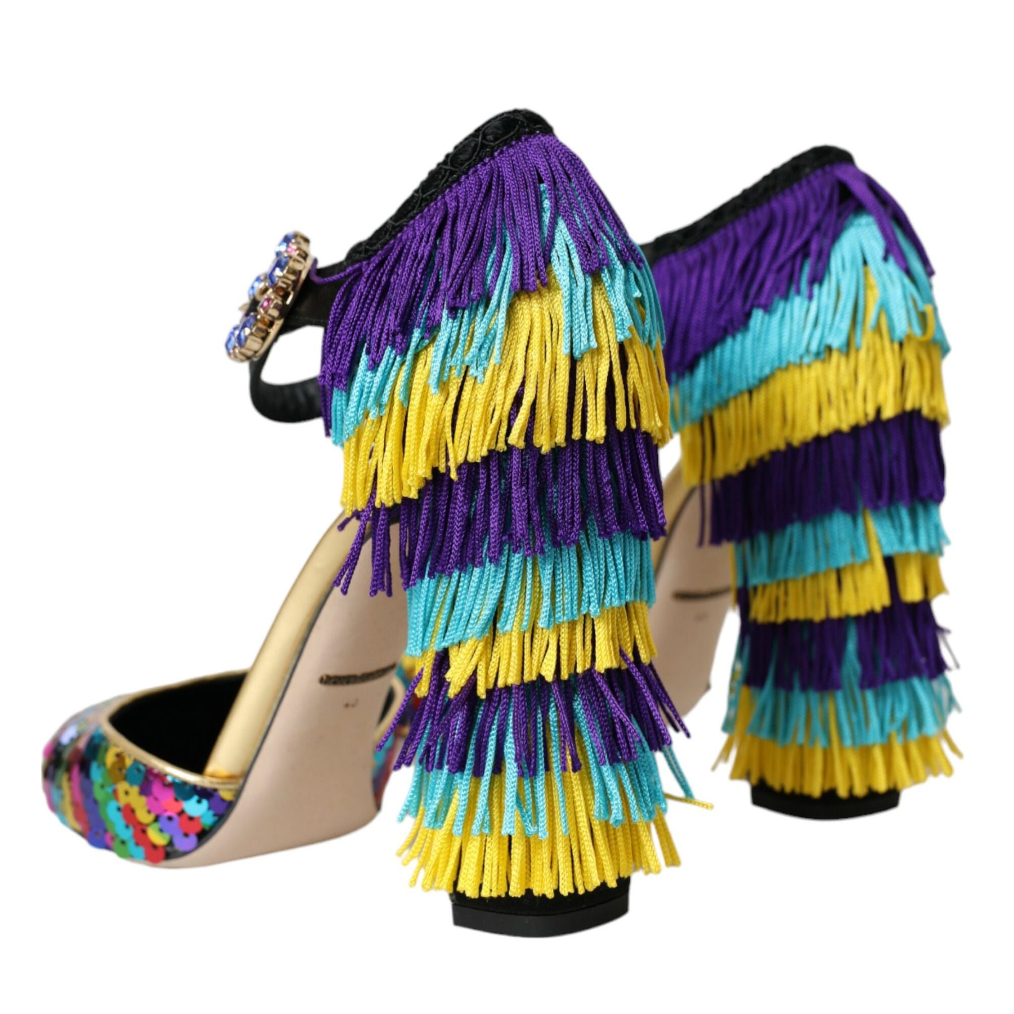 Dolce & Gabbana Multicolor Sequin Crystal Mary Jane Shoes