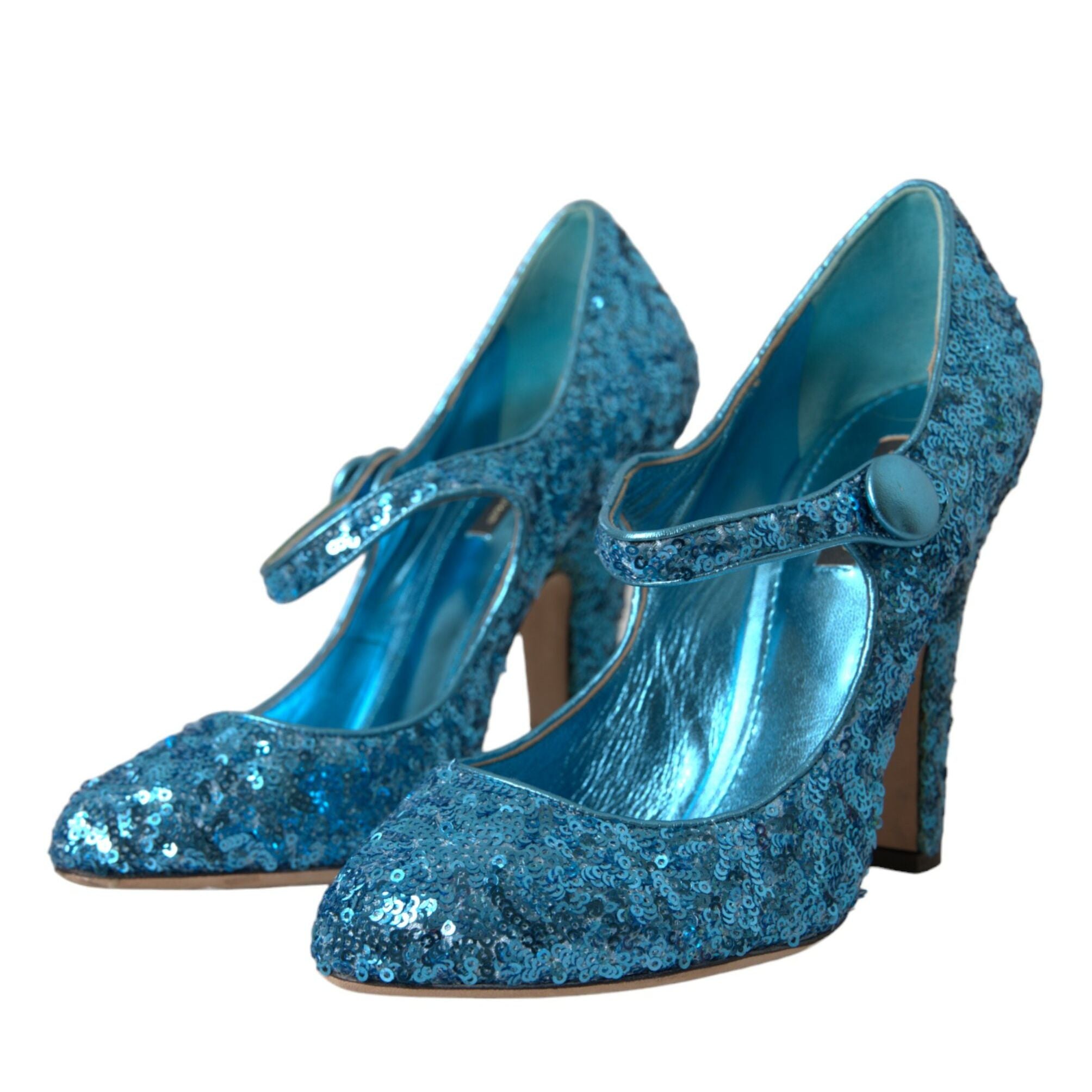 Dolce & Gabbana Blue Sequin Mary Jane Pumps High Heels Shoes