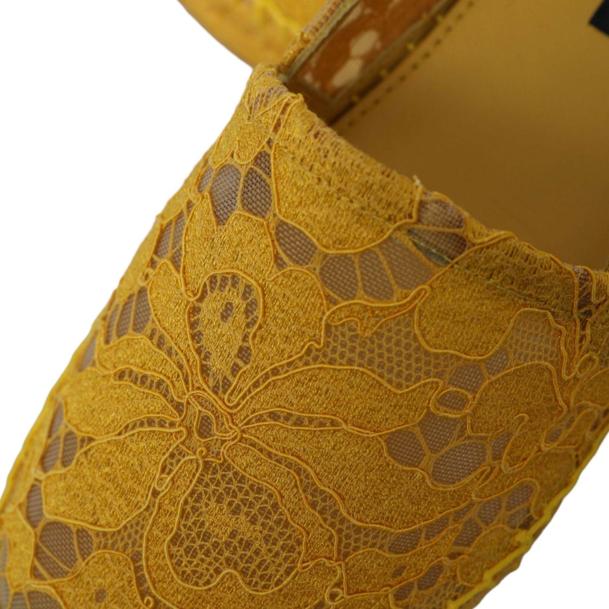 Dolce & Gabbana Yellow Taormina Lace Espadrille Loafers Flats Shoes