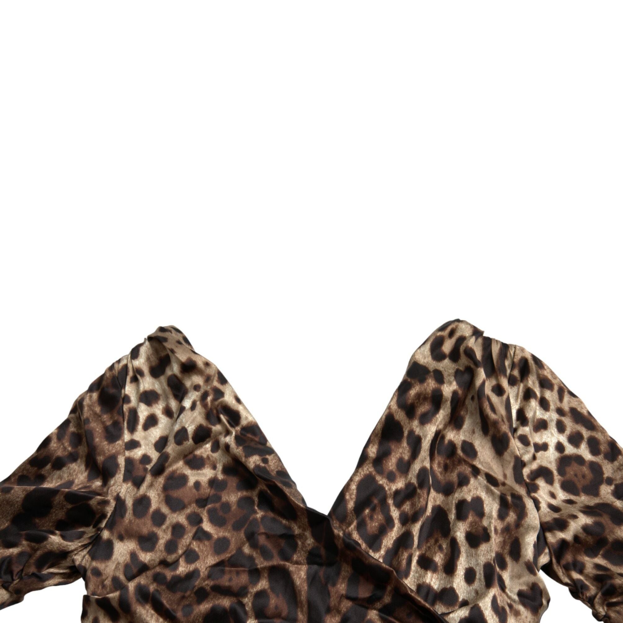 Dolce & Gabbana Brown Leopard Print Bodycon V-neck Midi Dress