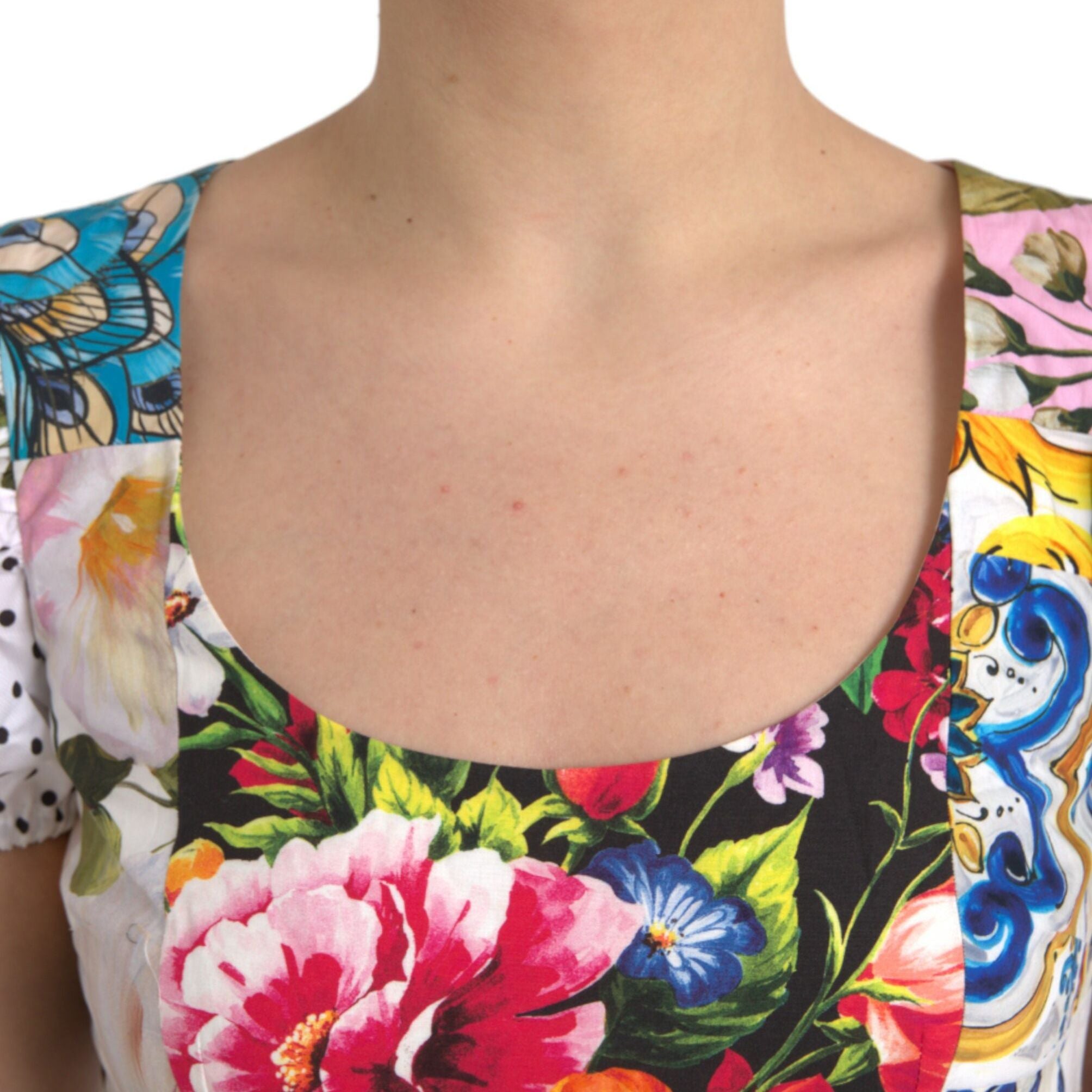Dolce & Gabbana Multicolor Patchwork Cotton Aline Mini Dress