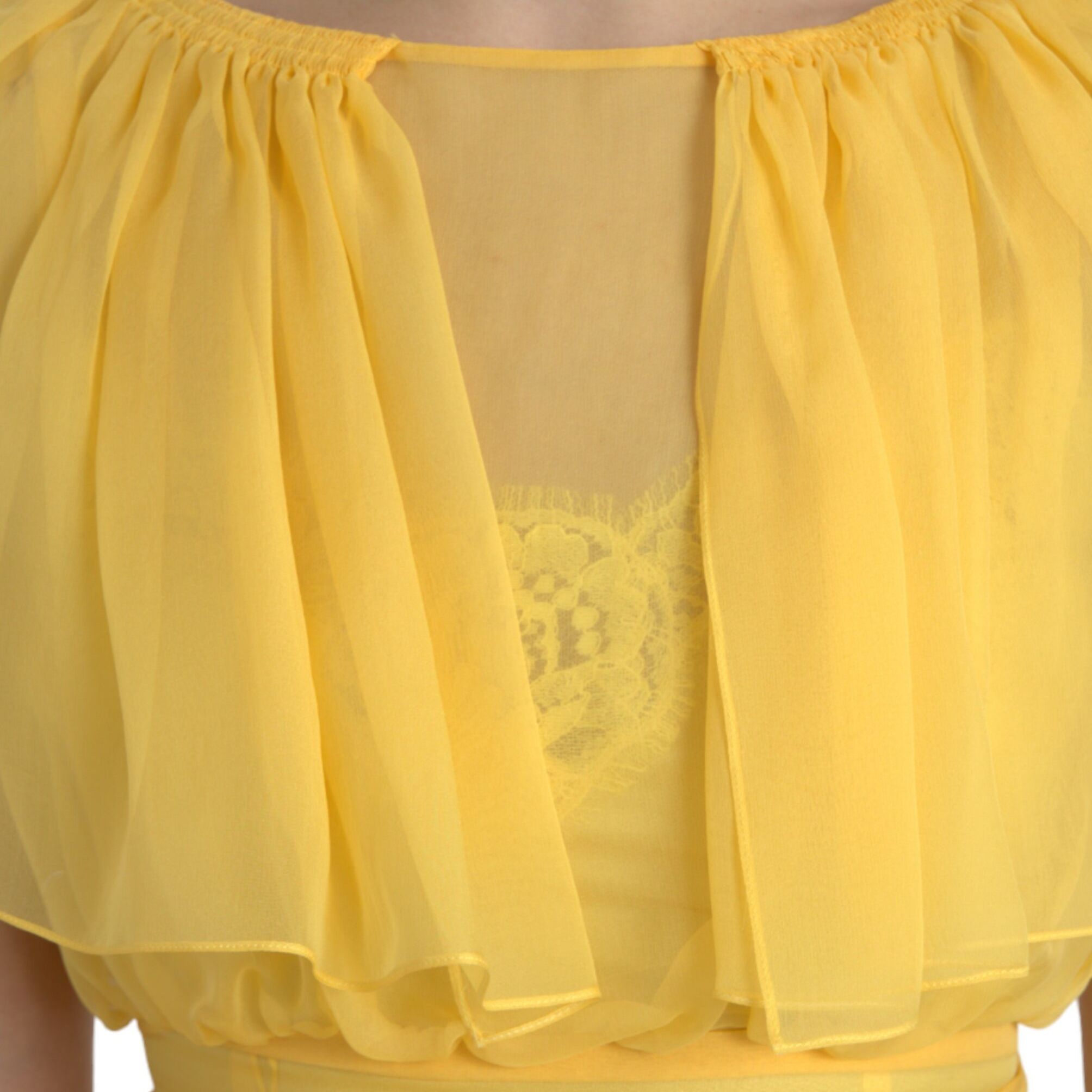 Dolce & Gabbana Yellow Silk Sheath Belted Long Maxi Dress