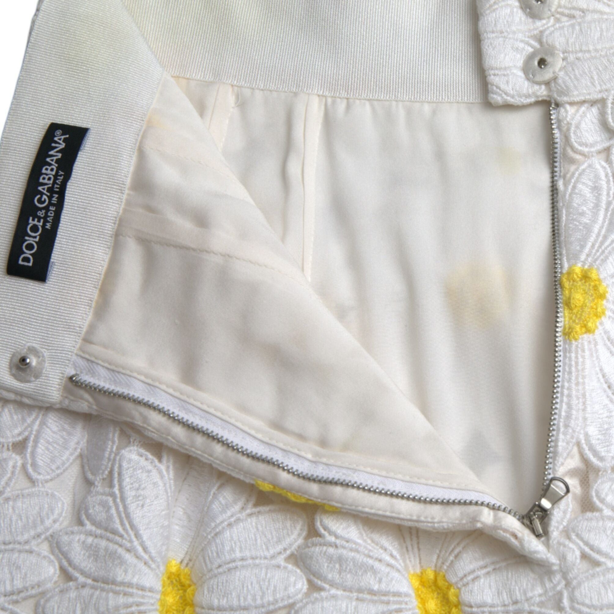 Dolce & Gabbana White Floral Pencil Straight Lace Skirt