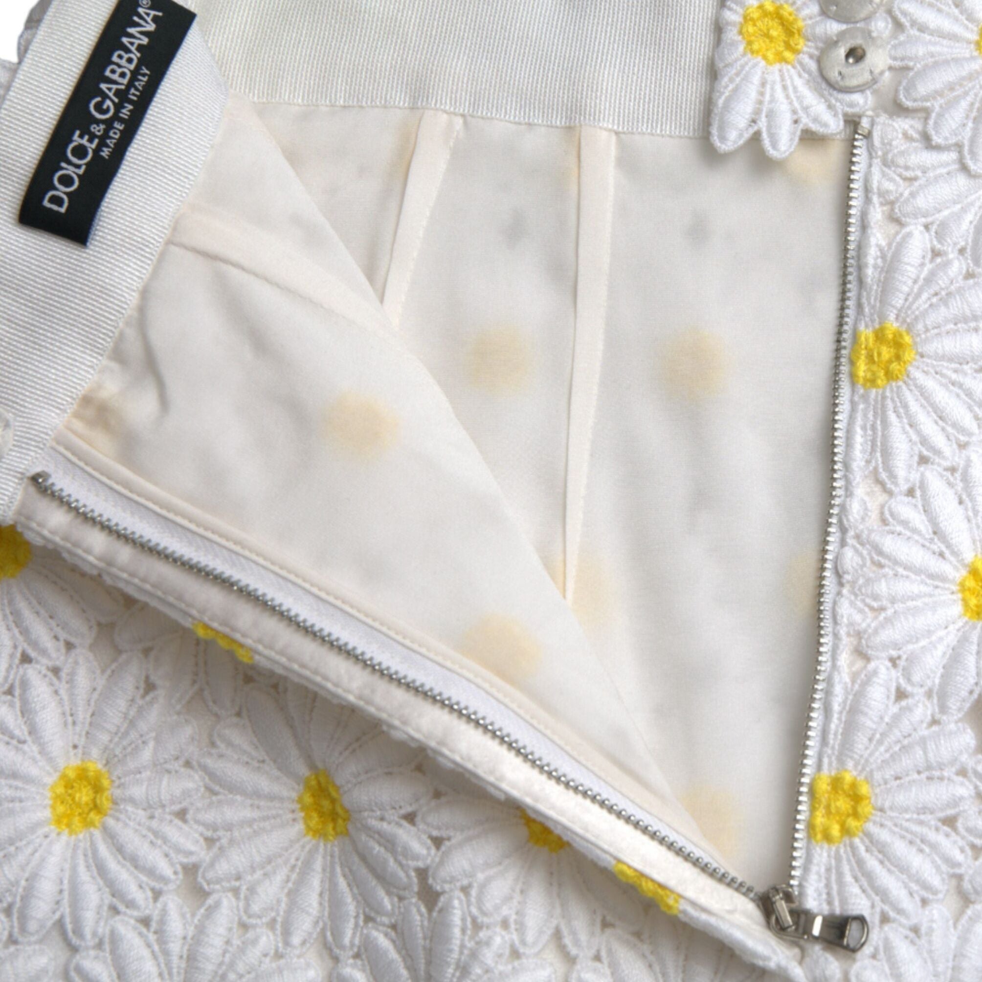 Dolce & Gabbana White Floral A-line Mini Skirt