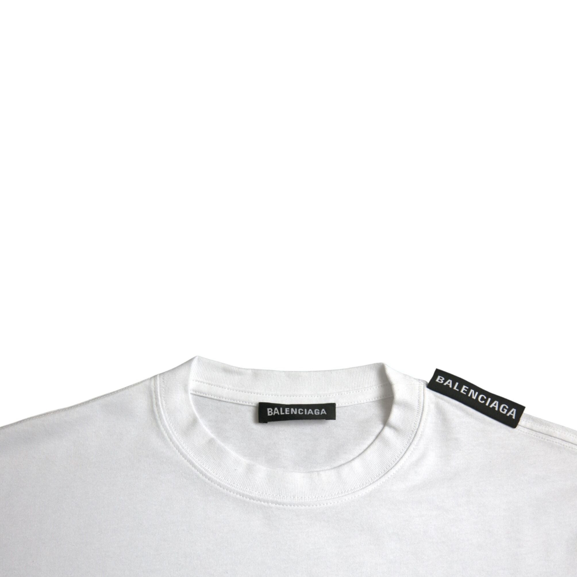 Balenciaga Off White Cotton Jersey Round Neck T-shirt