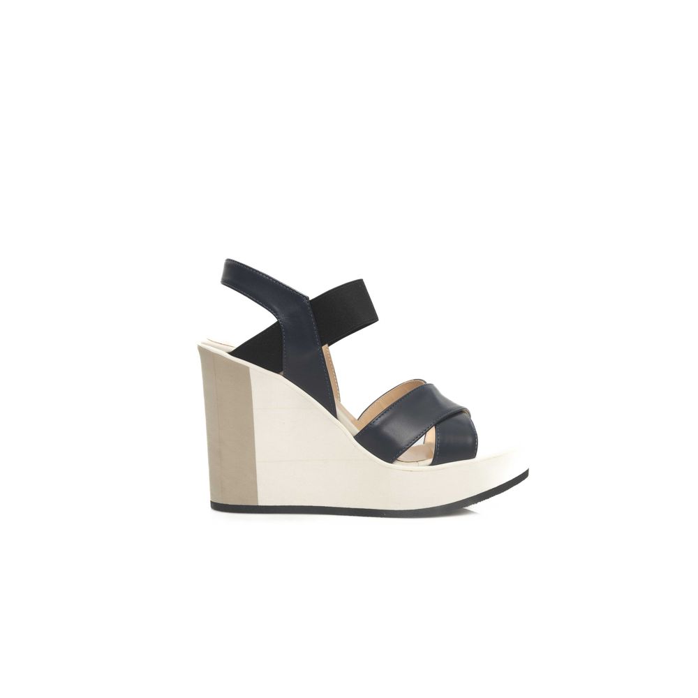 Cerruti 1881 Blue Calfskin Women Sandal