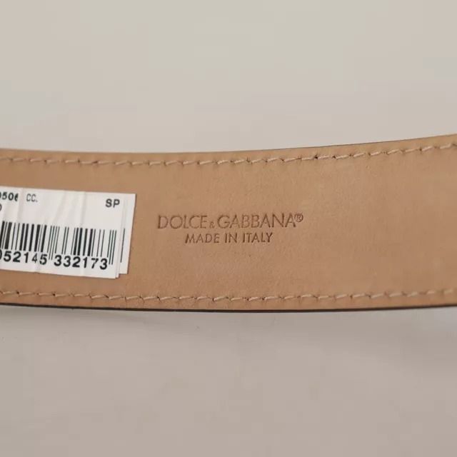 Dolce & Gabbana Black Leather Gold Metal Logo Engraved Buckle Belt