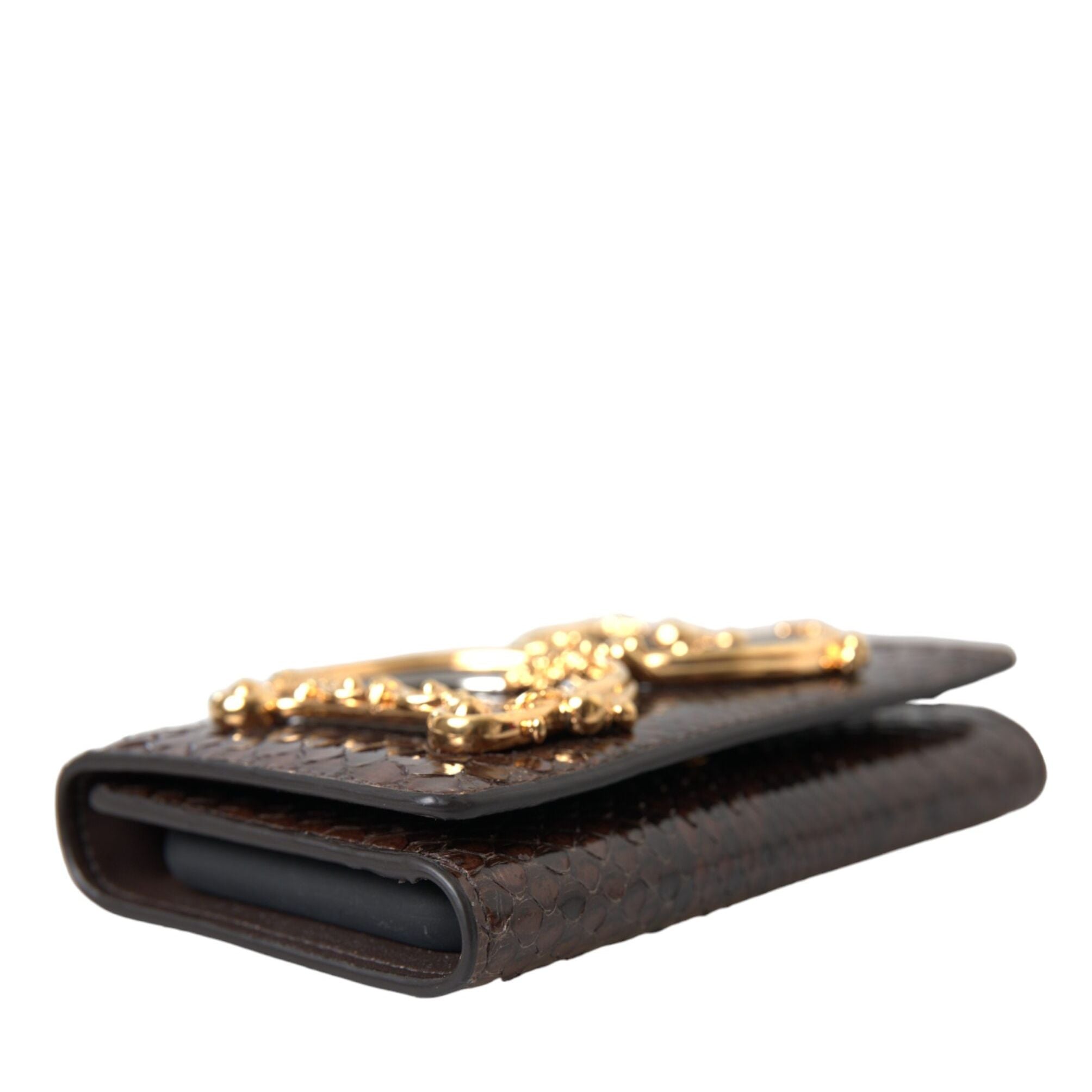 Dolce & Gabbana Brown Python Leather DG Girls Crossbody Phone Bag