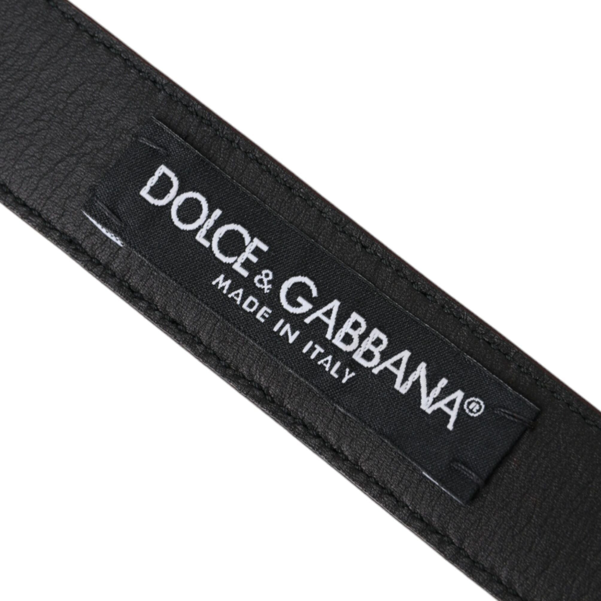 Dolce & Gabbana Brown Leather Silver Metal Buckle Belt Men