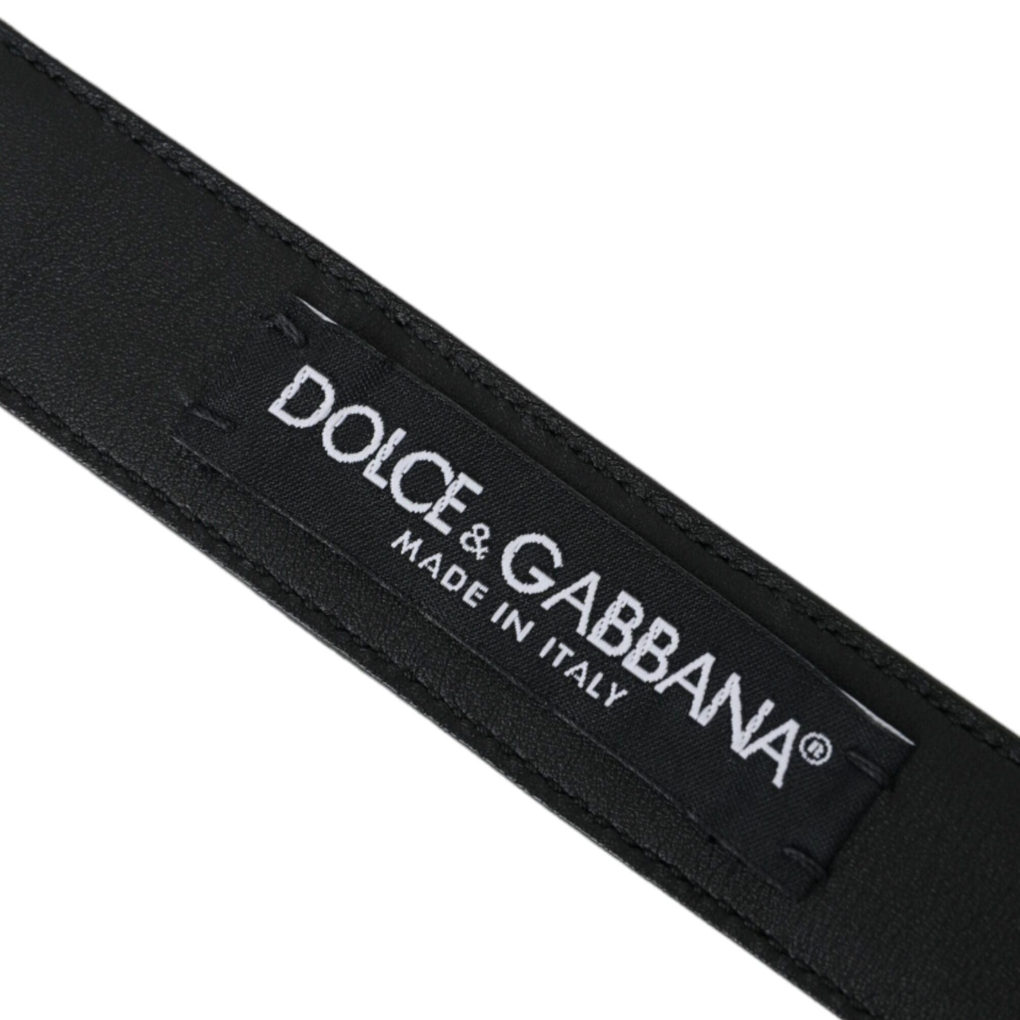 Dolce & Gabbana Dark Brown Perforated Leather Metal Buckle Belt Men