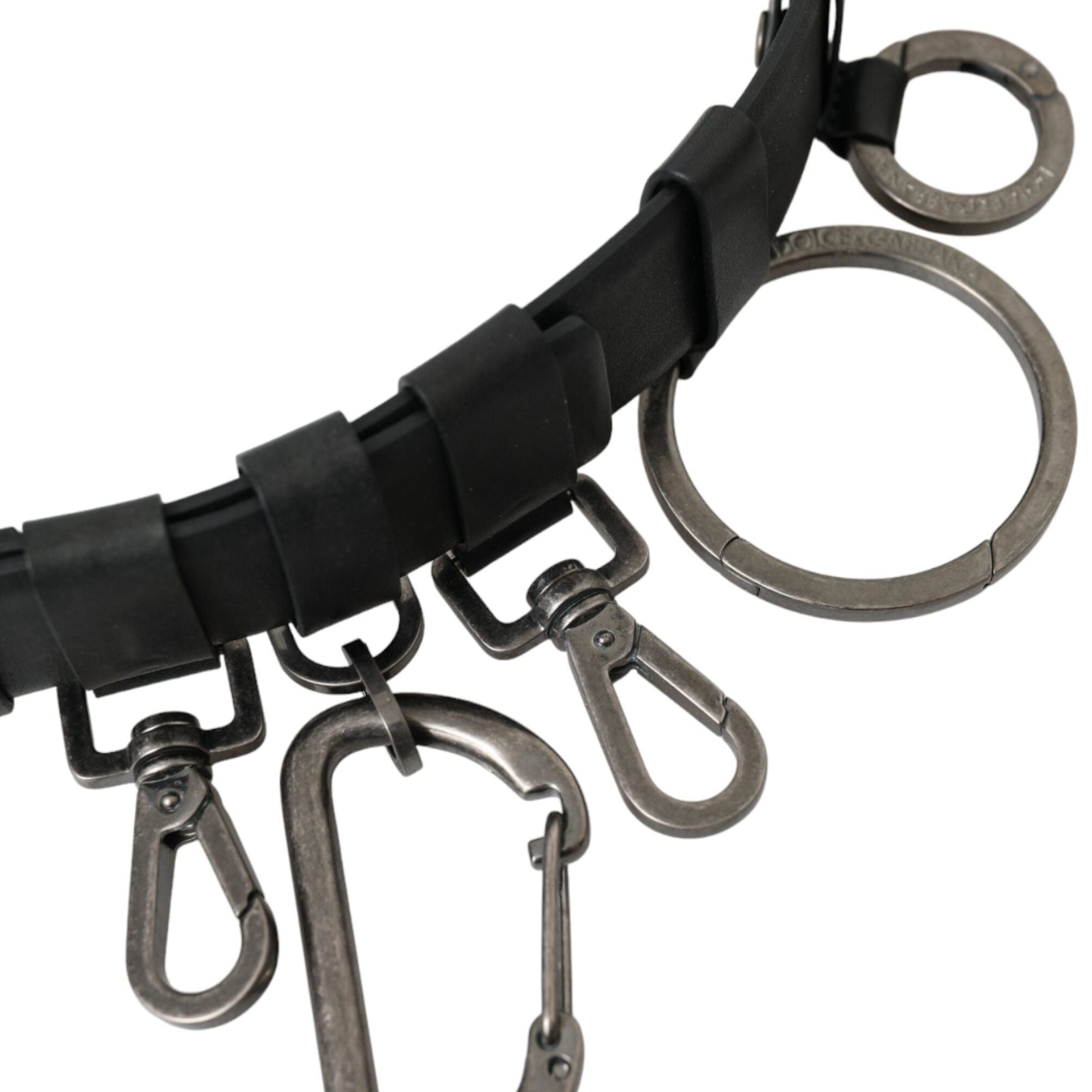 Dolce & Gabbana Black Calf Leather Silver Metal Buckle Belt