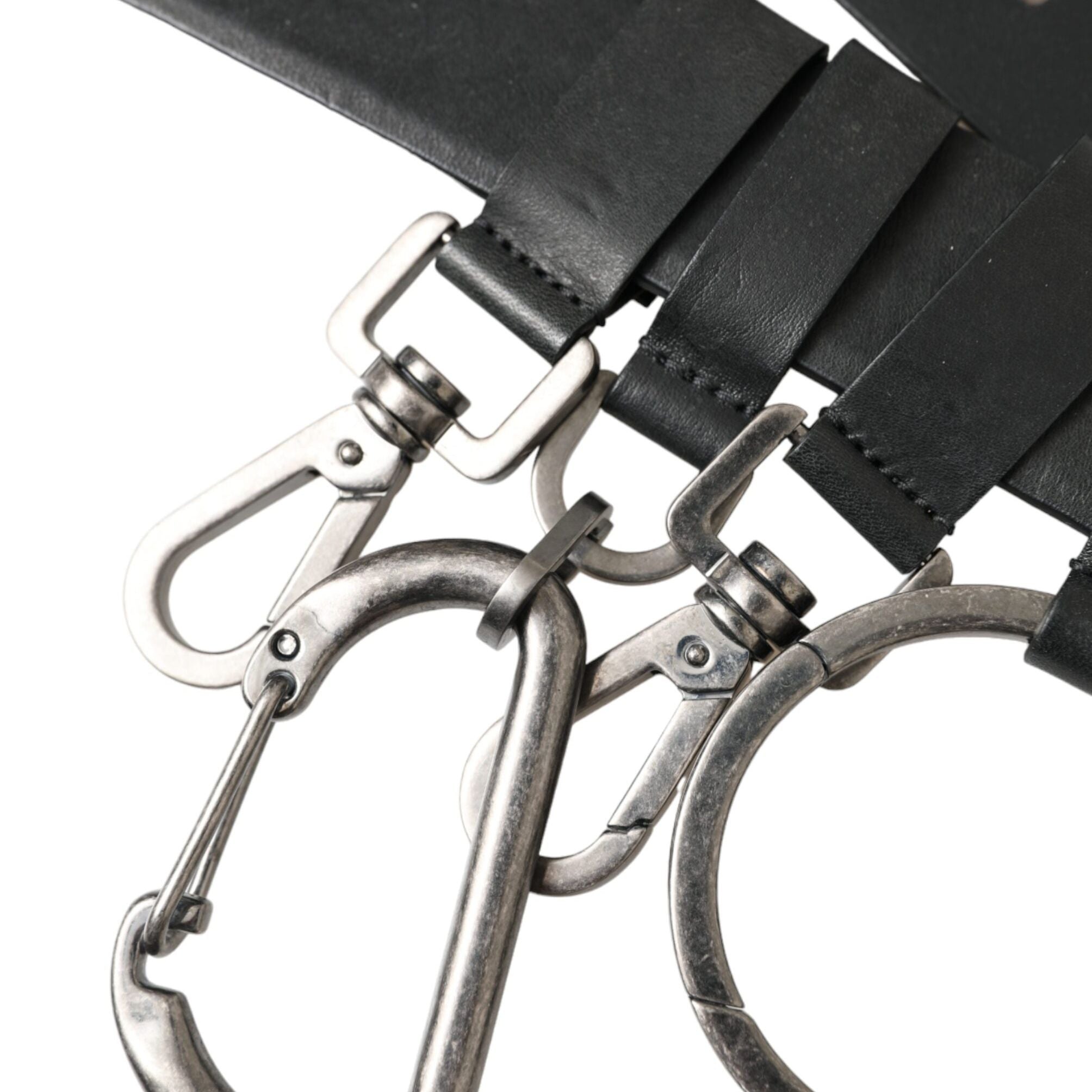Dolce & Gabbana Black Calf Leather Silver Metal Buckle Belt