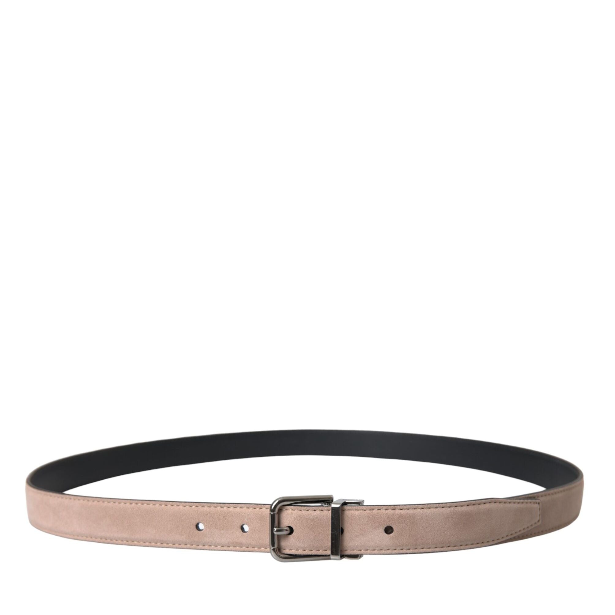 Dolce & Gabbana Beige Suede Leather Silver Buckle Belt Men