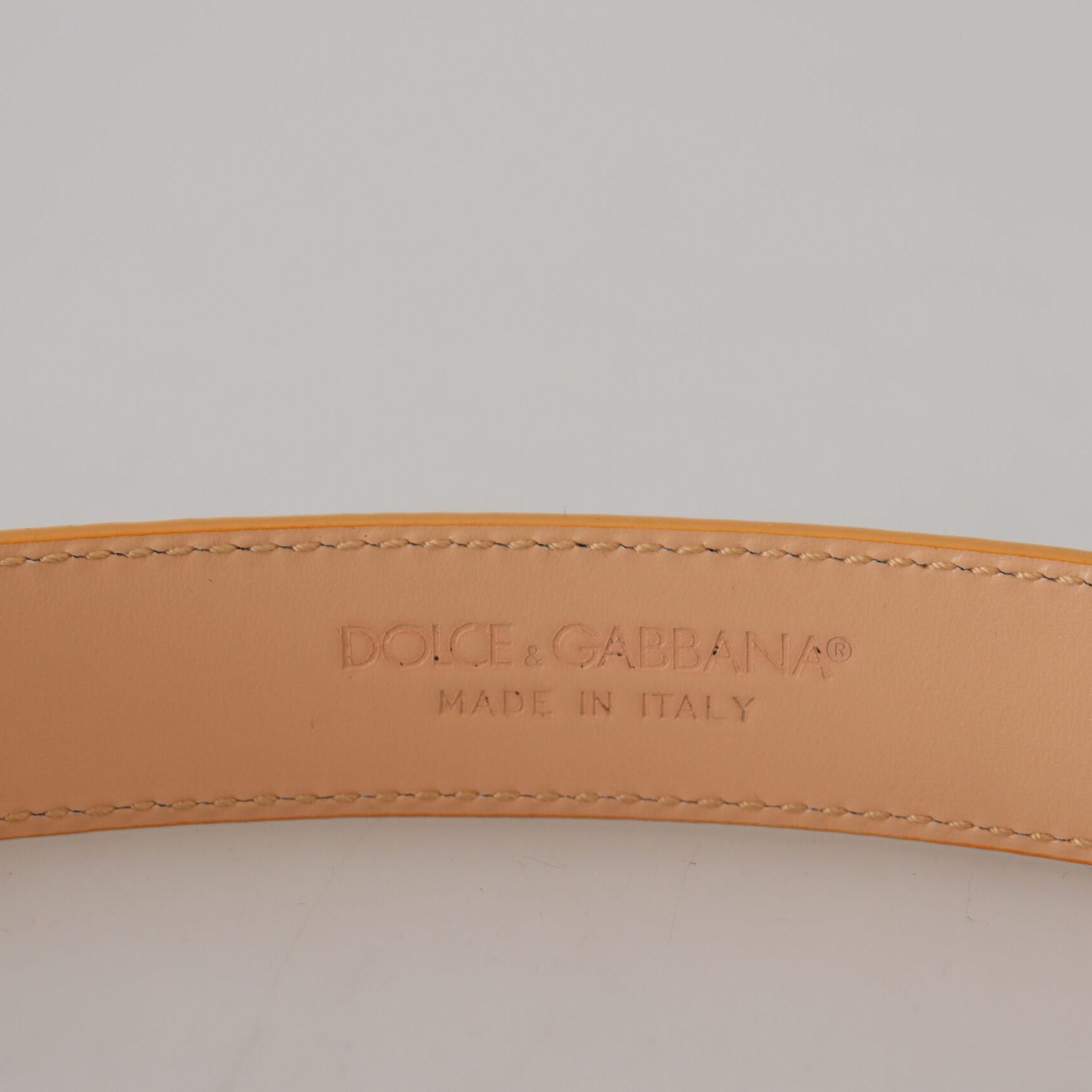 Dolce & Gabbana Beige Exotic Leather Gold Metal Buckle Belt