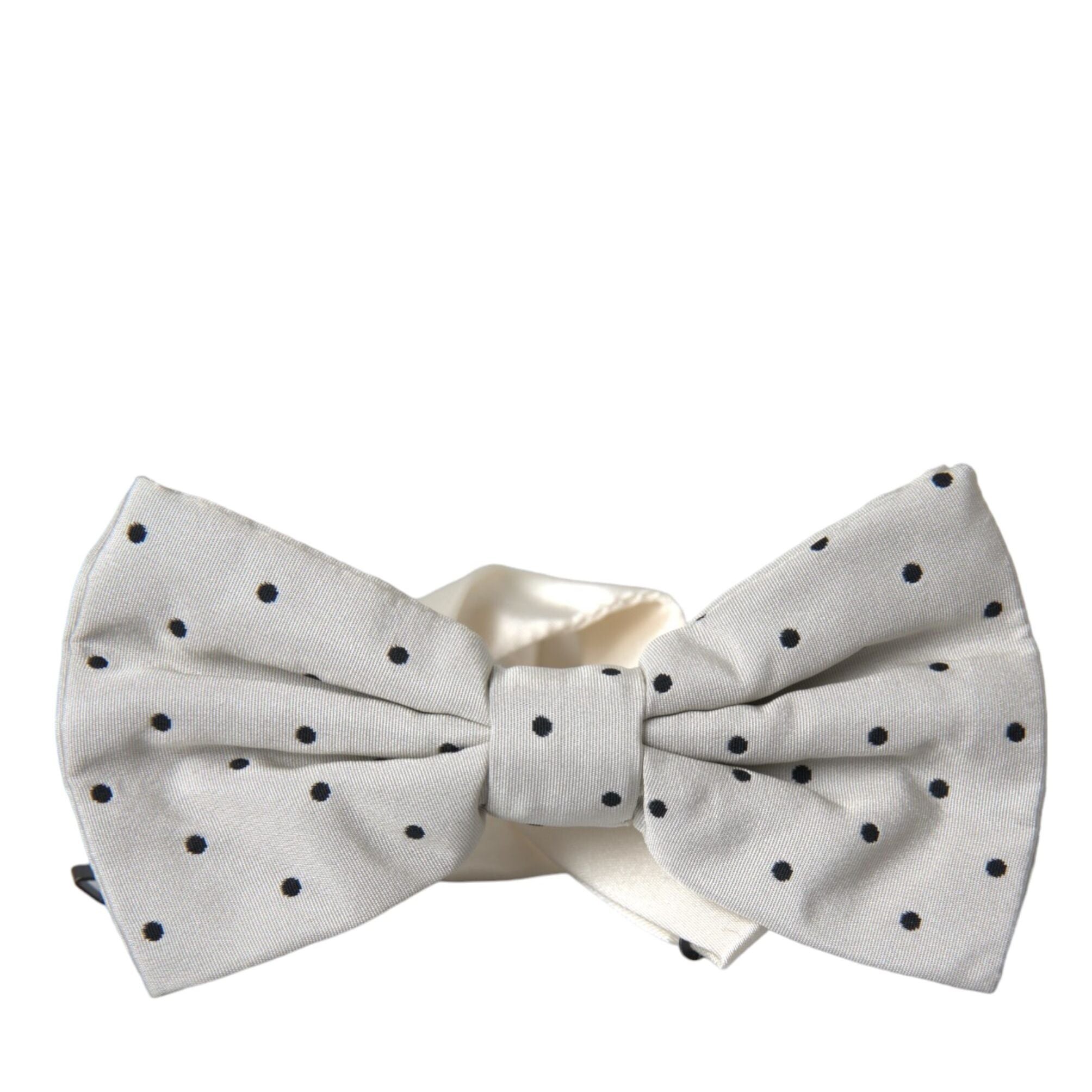 Dolce & Gabbana White Black Polka Dot Polyester Bow Tie Men