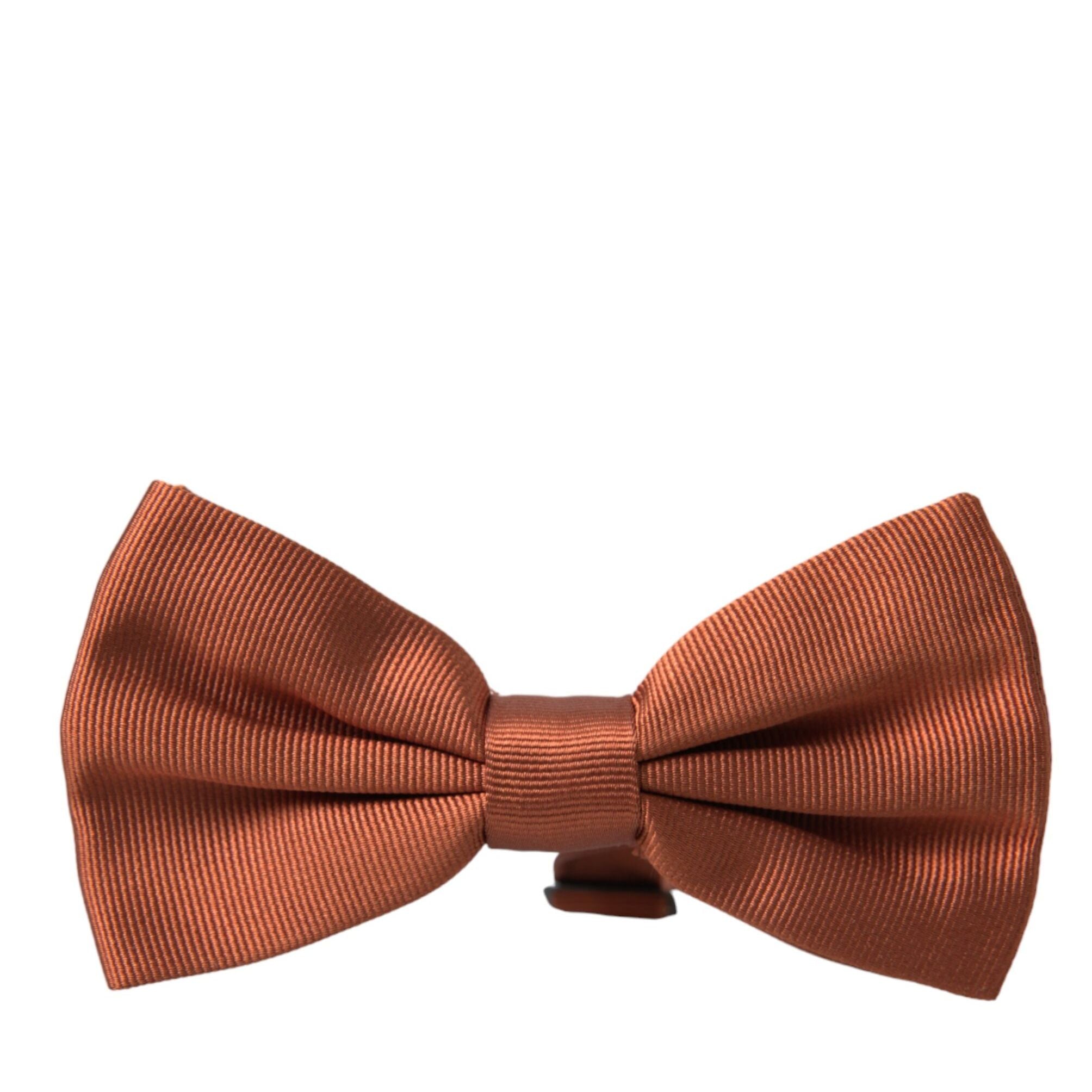 Dolce & Gabbana Brown Silk Adjustable Neck Men Bow Tie