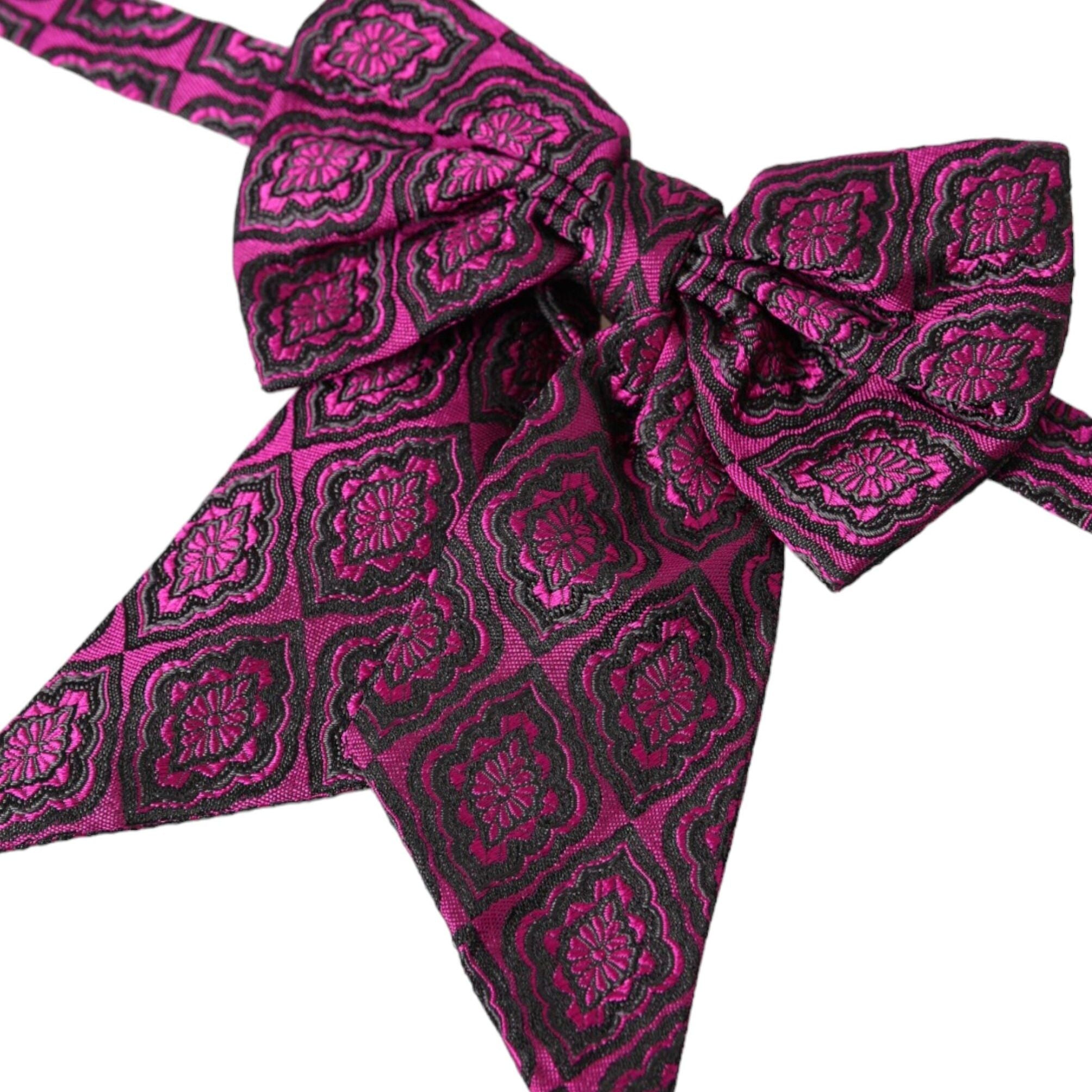 Dolce & Gabbana Purple Ribbon Silk Adjustable Neck Men Bow Tie