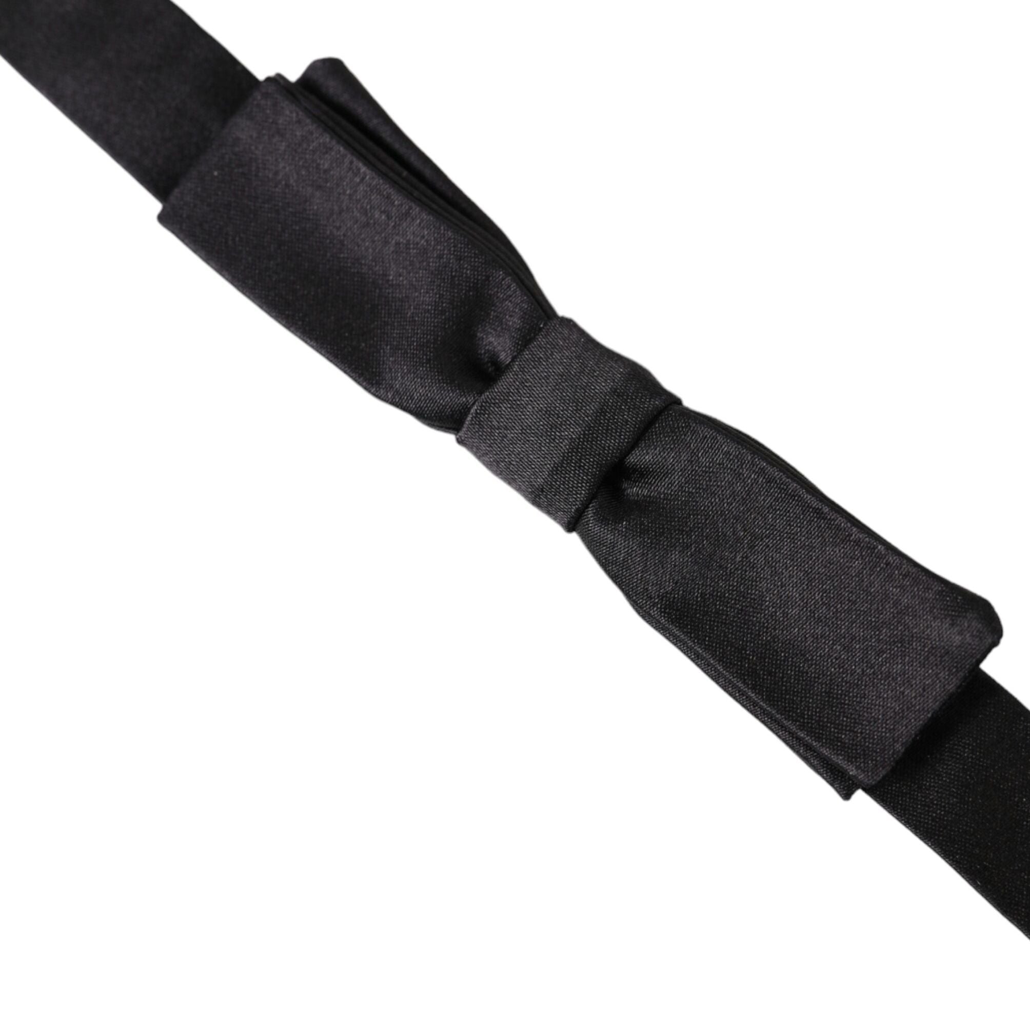 Dolce & Gabbana Dark Gray Silk Adjustable Neck Men Bow Tie