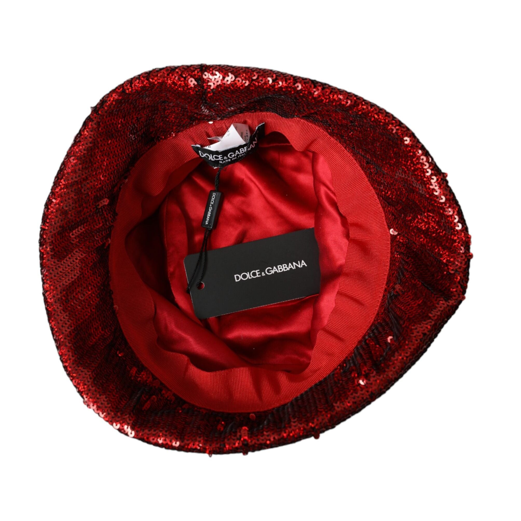Dolce & Gabbana Red Sequined Nylon Bucket Hat Men