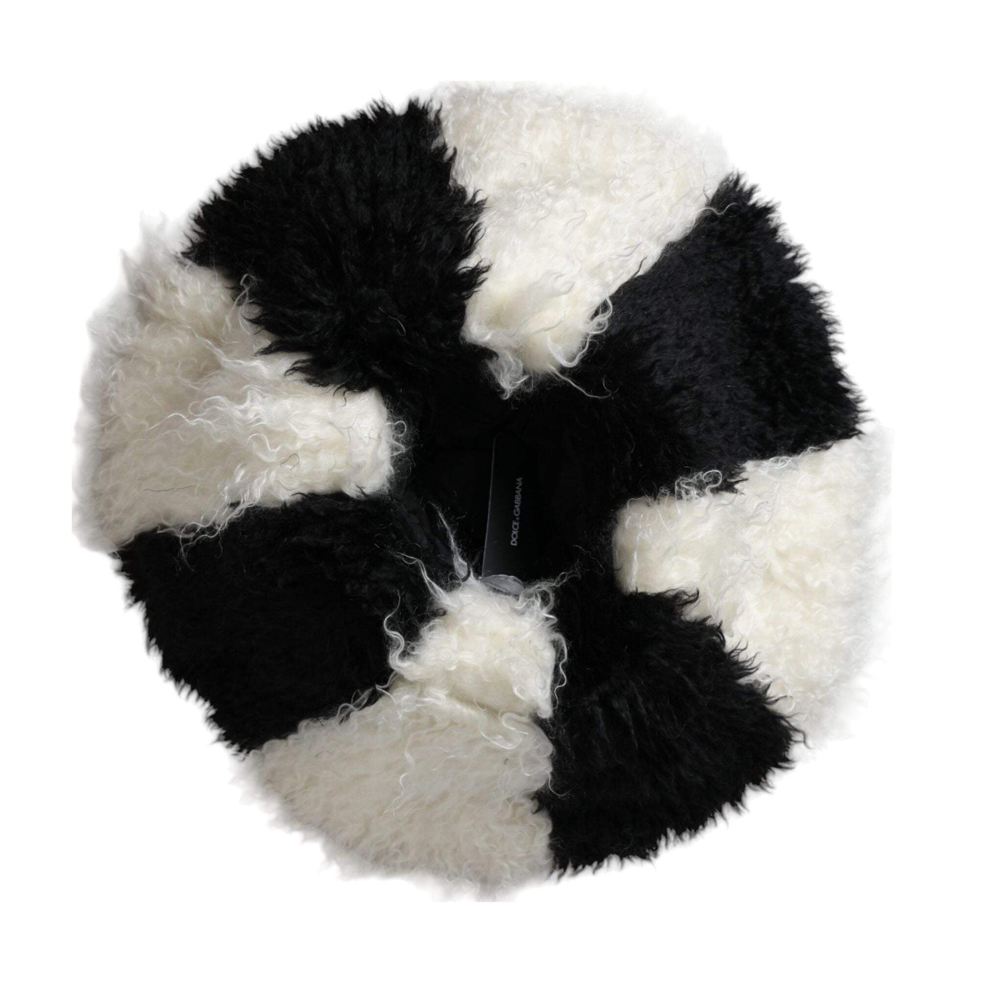 Dolce & Gabbana Black White Stripes Mohair Fur Bucket Hat