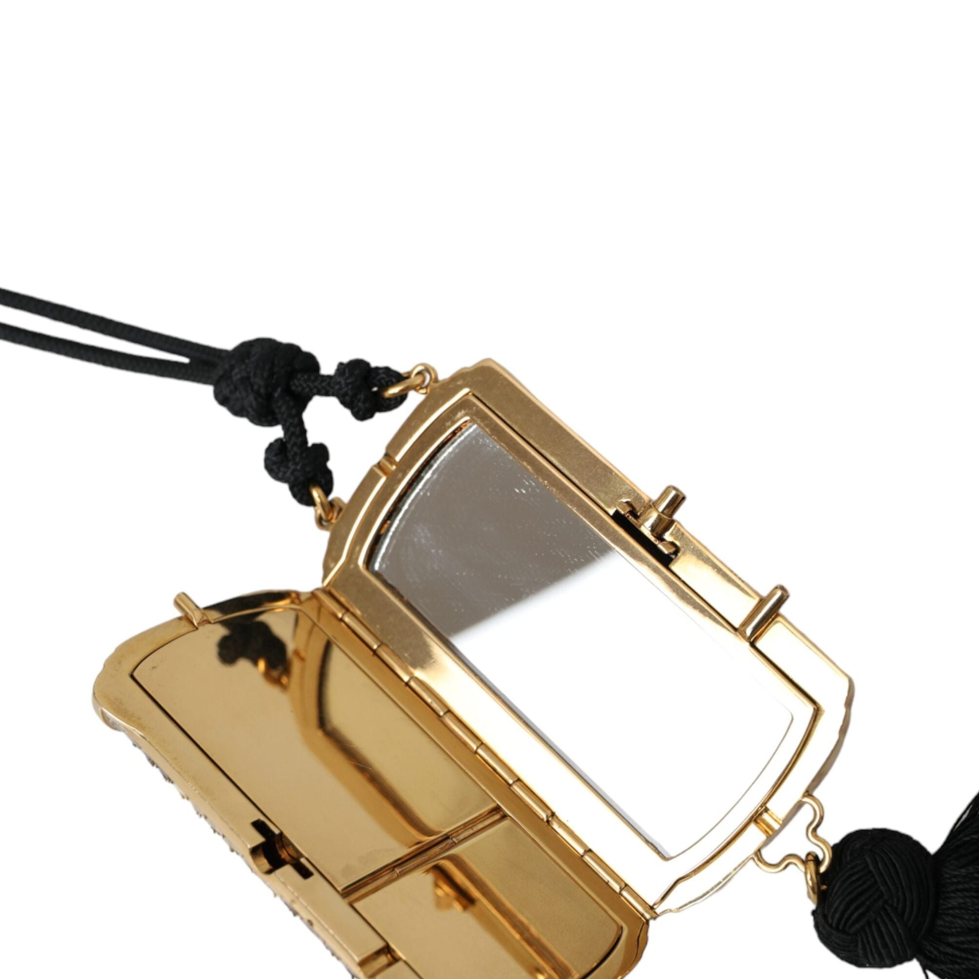 Dolce & Gabbana Beige Exotic Leather Mini Mirror Tassel Make Up Holder Bag