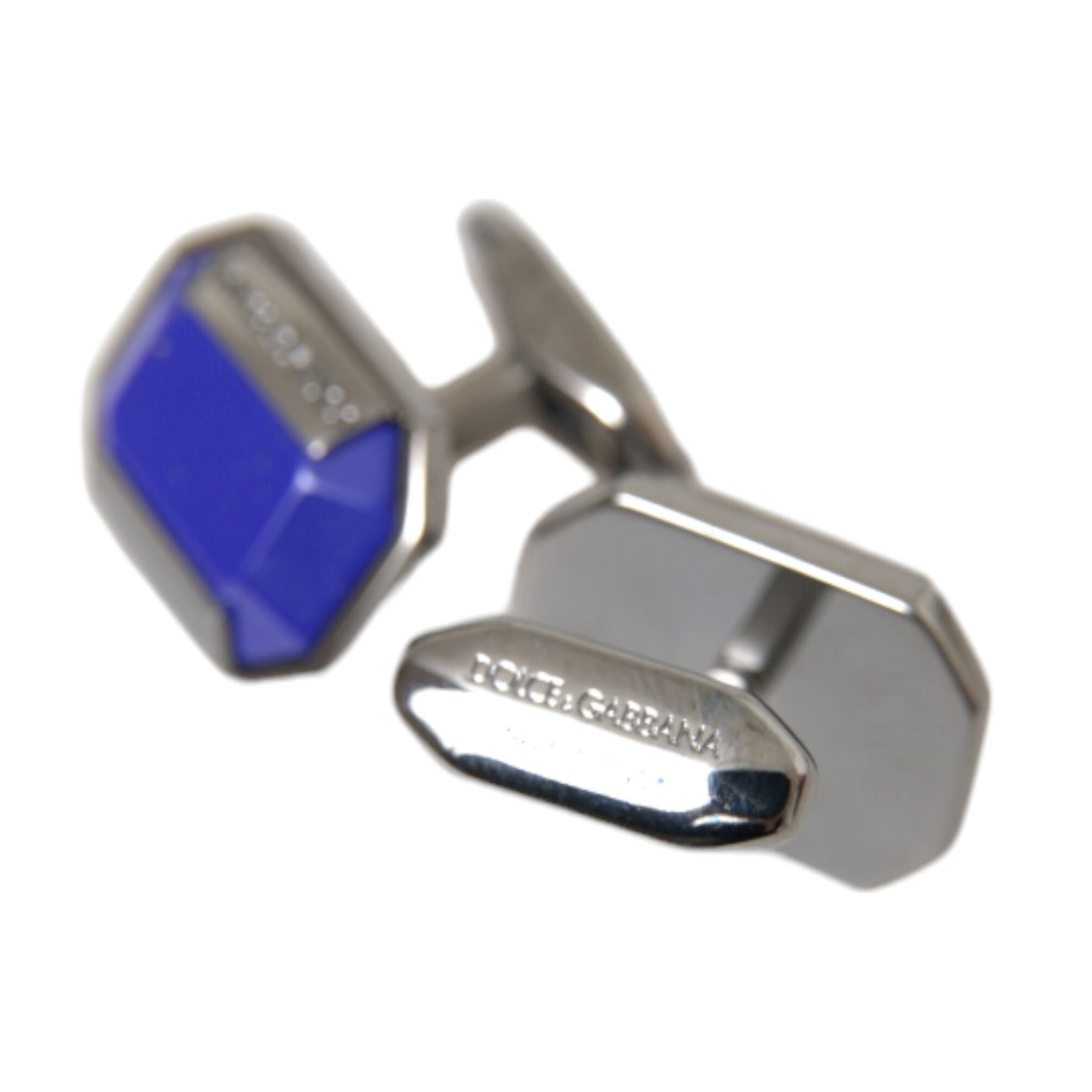 Dolce & Gabbana Silver Plated Brass Pin Crystal Cufflinks