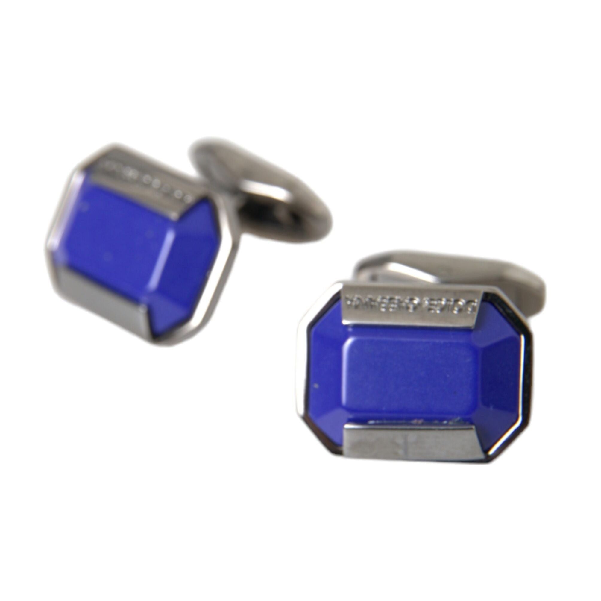Dolce & Gabbana Silver Plated Brass Pin Crystal Cufflinks