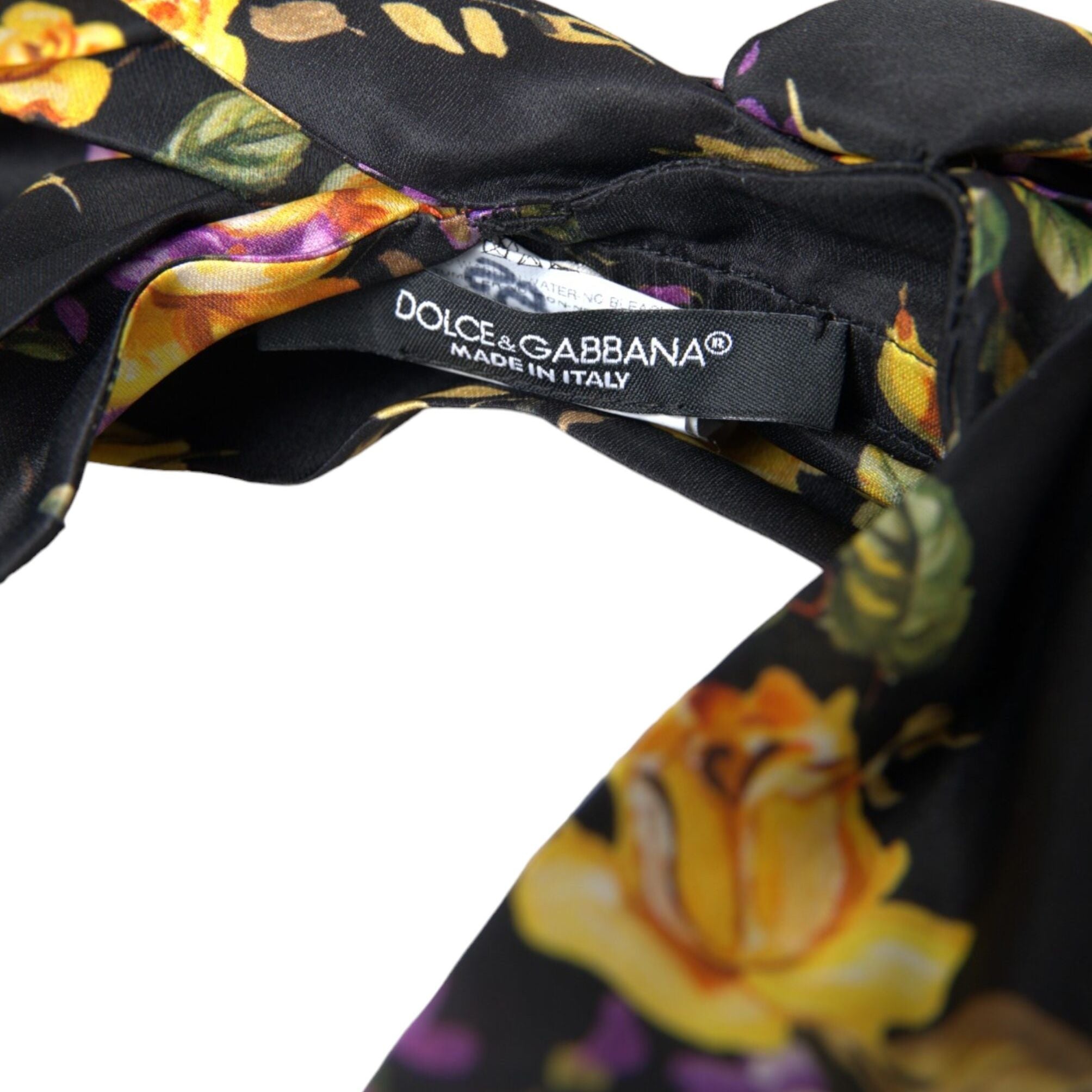 Dolce & Gabbana Black Floral Applique Silk Women Headband Diadem