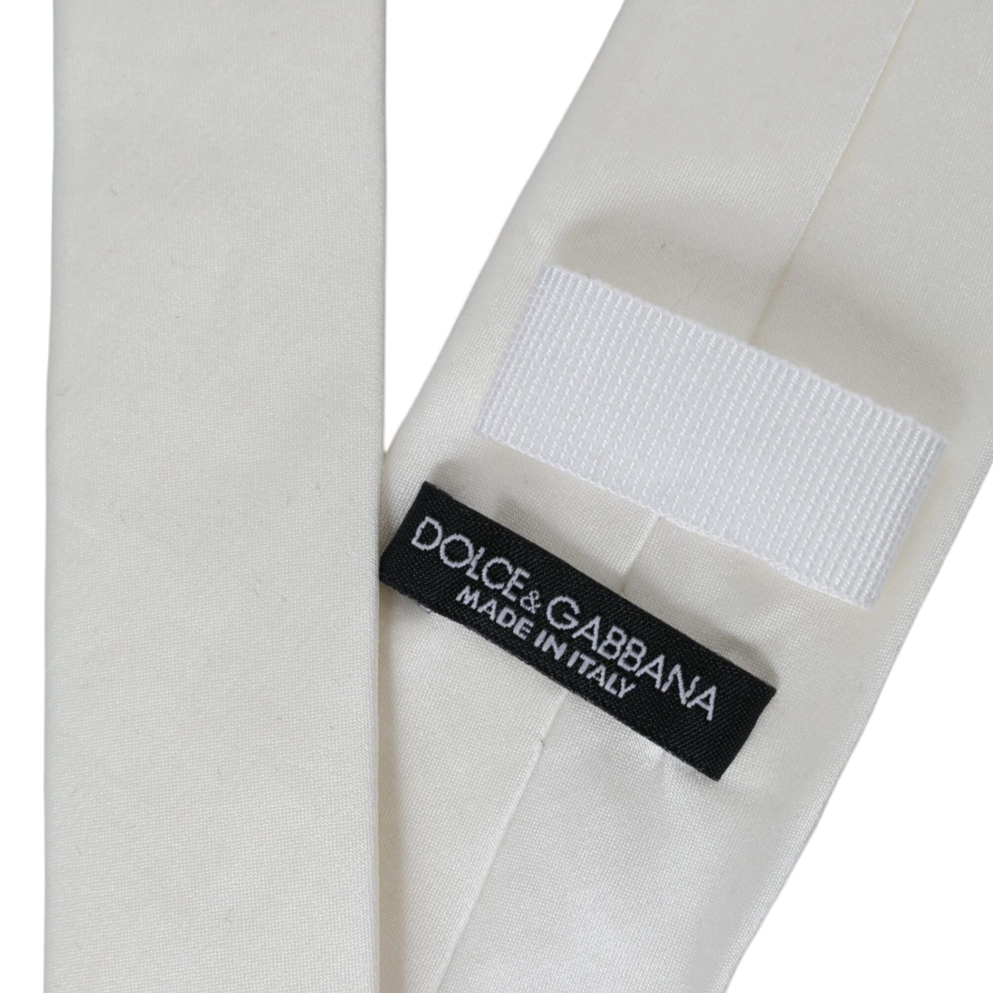 Dolce & Gabbana White Silk Blend Adjustable Tie Men