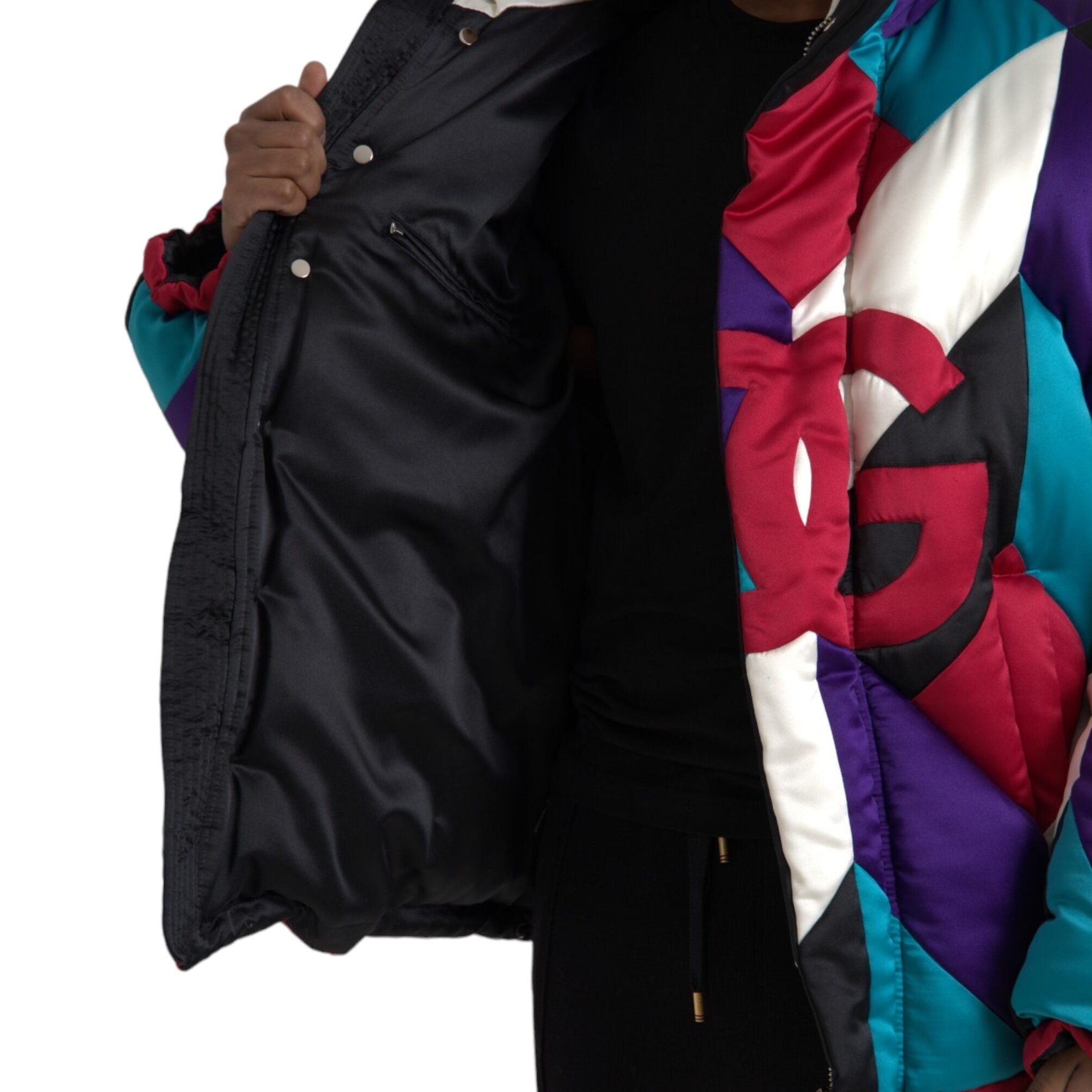 Dolce & Gabbana Multicolor Logo Windbreaker Puffer Jacket