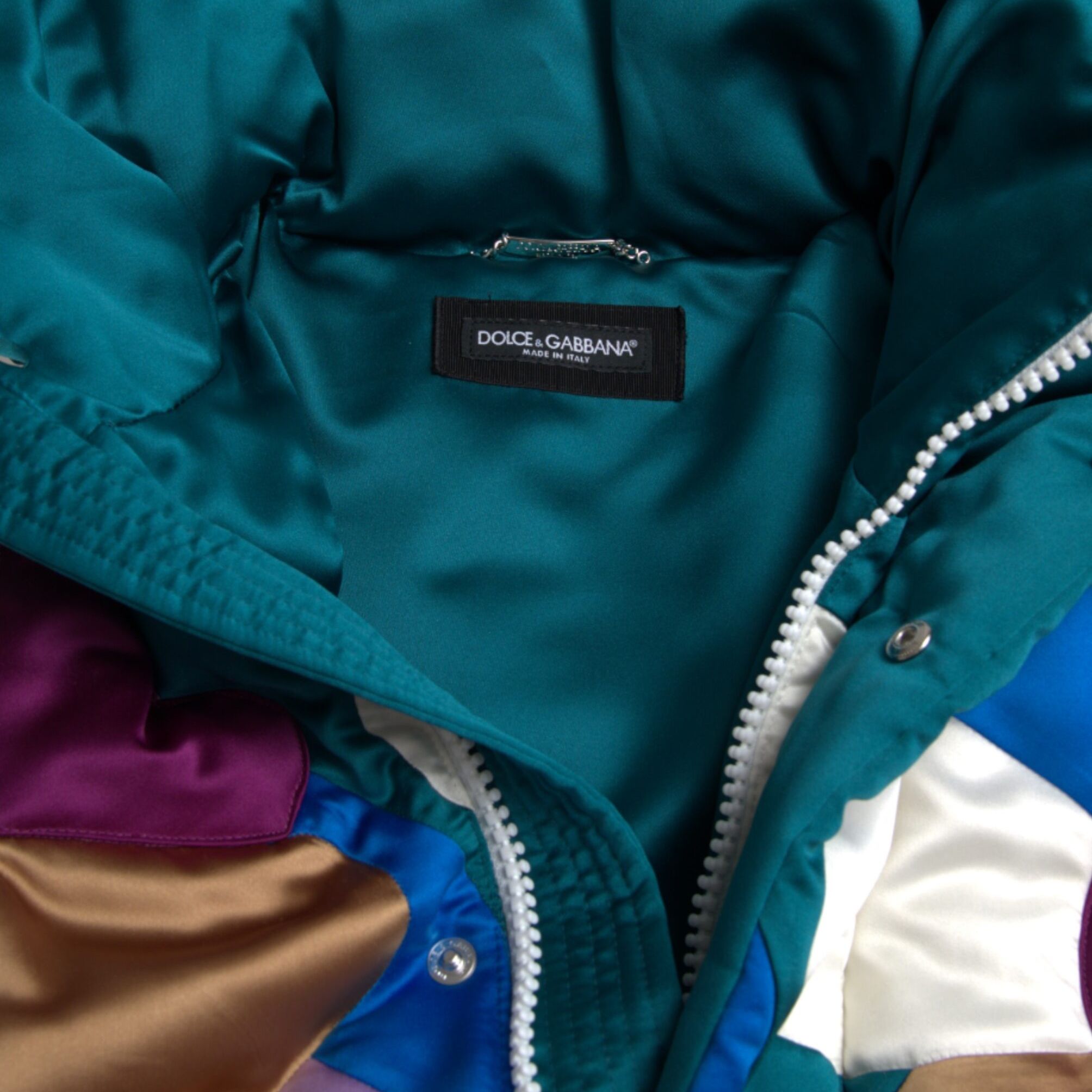 Dolce & Gabbana Multicolor Floral Windbreaker Puffer Jacket