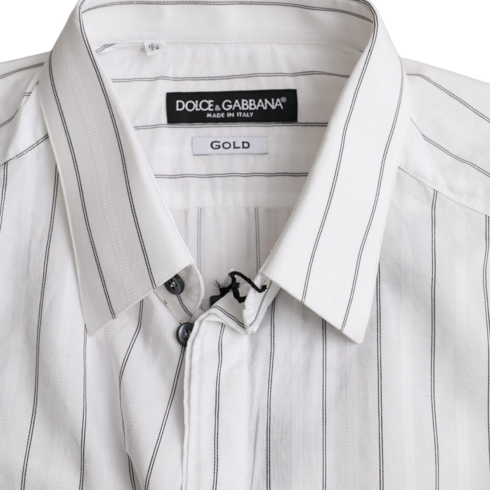 Dolce & Gabbana Black White Striped Formal Dress GOLD Shirt