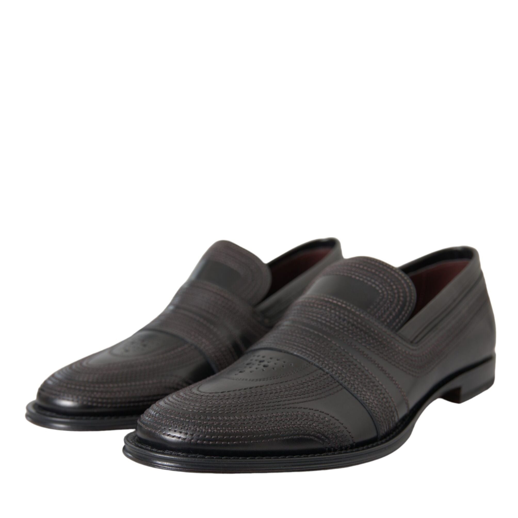 Dolce & Gabbana Black Brown Leather Loafer Men Dress Shoes