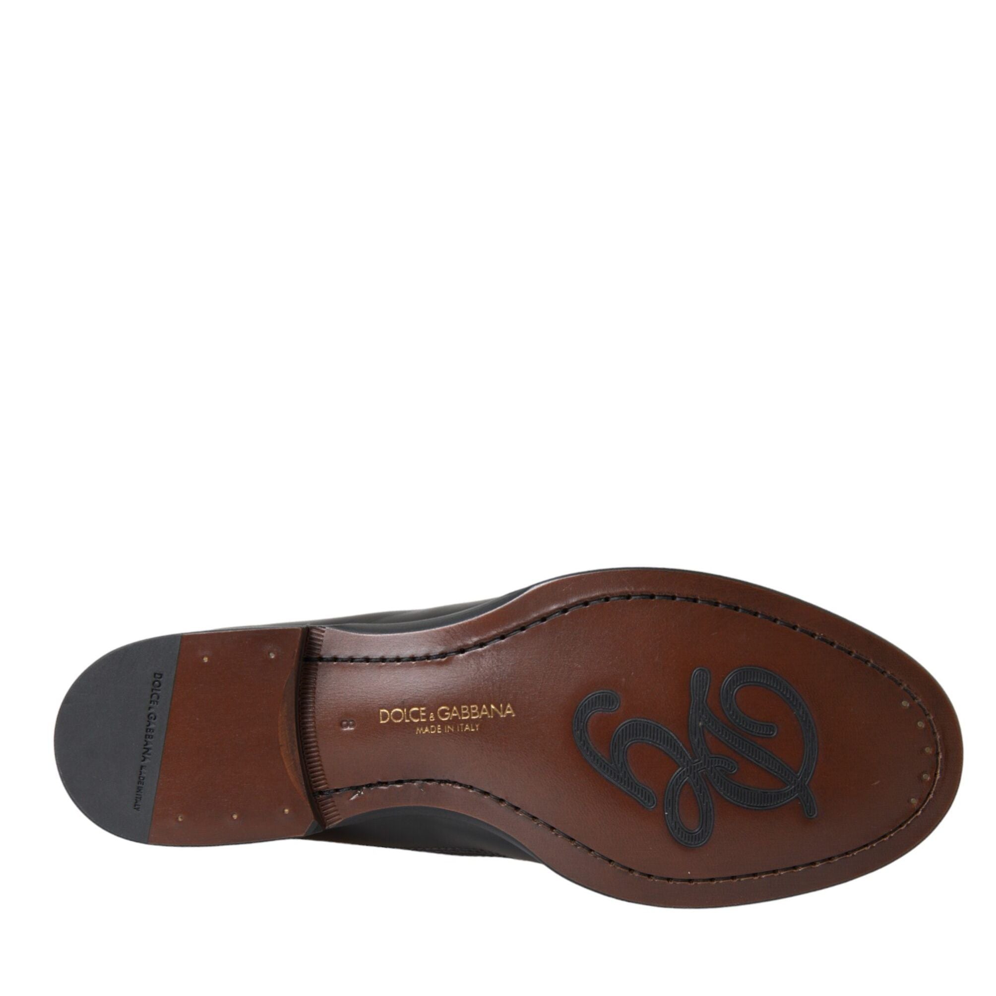 Dolce & Gabbana Black Brown Leather Loafer Men Dress Shoes