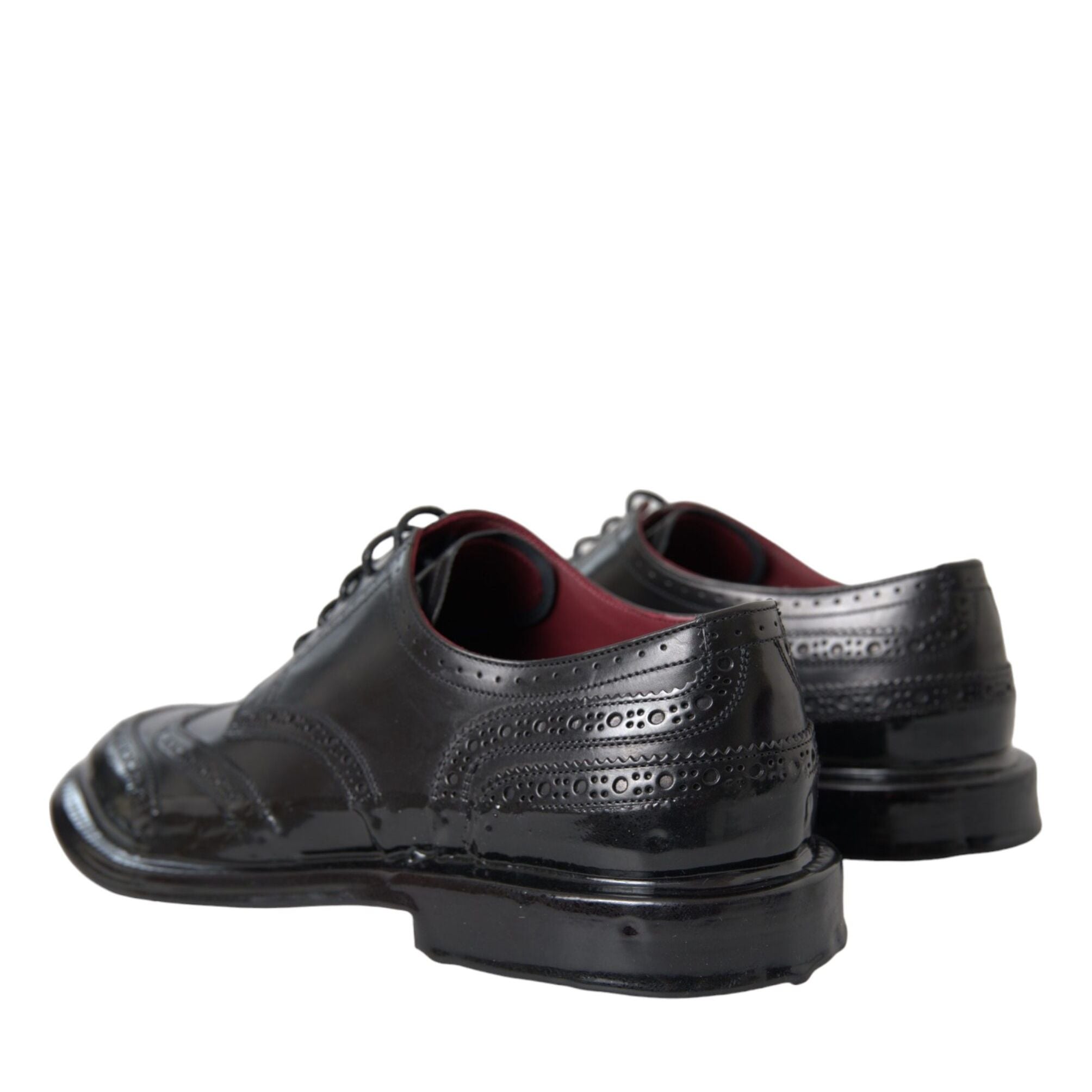 Dolce & Gabbana Black Leather Oxford Wingtip Formal Men Shoes