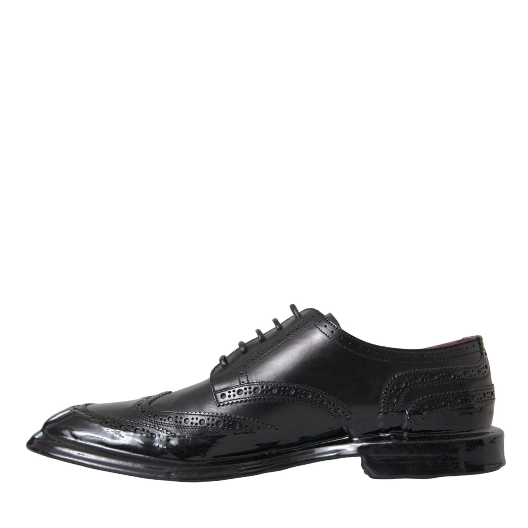 Dolce & Gabbana Black Leather Oxford Wingtip Formal Men Shoes
