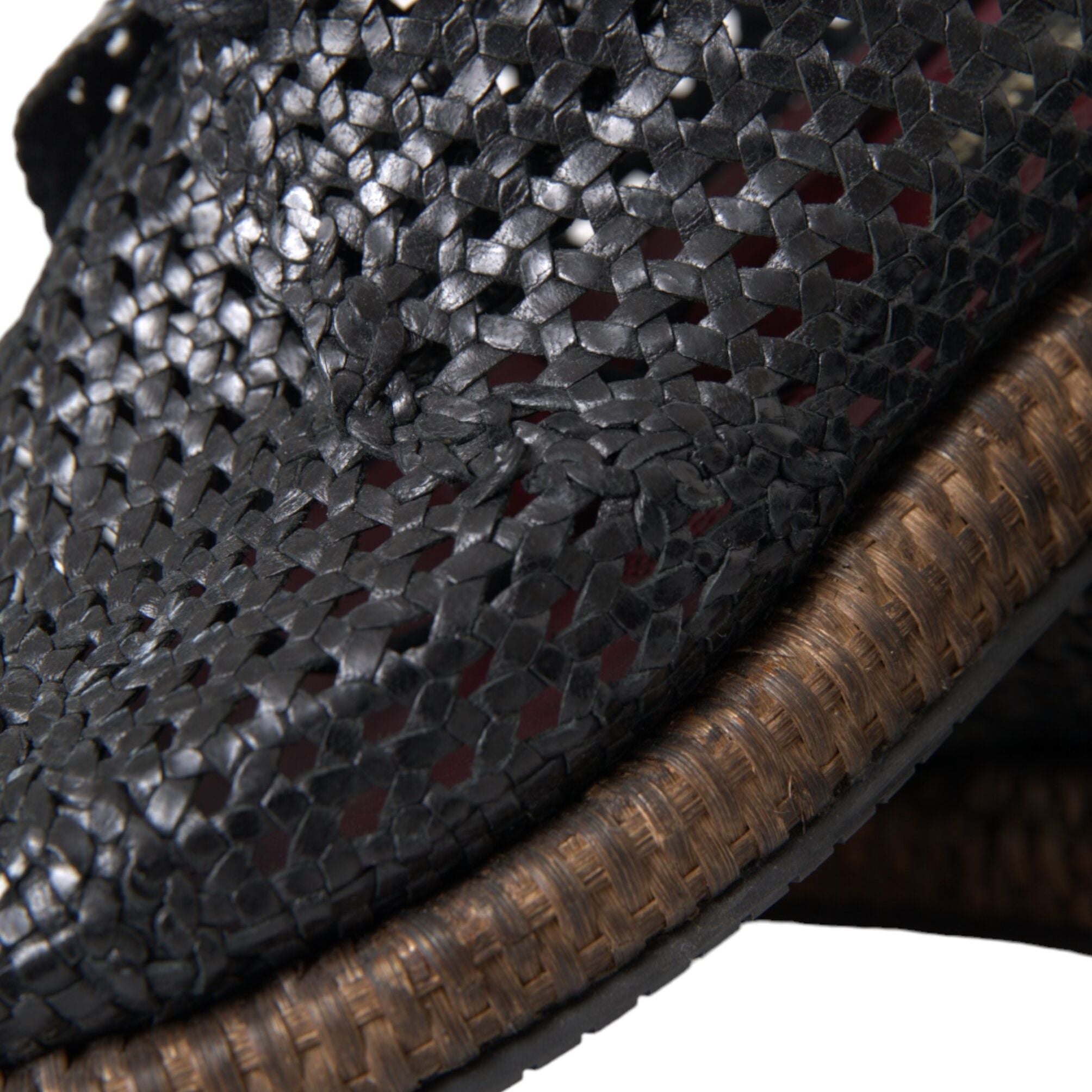 Dolce & Gabbana Black Woven Goat Leather Lace Up Derby Shoes