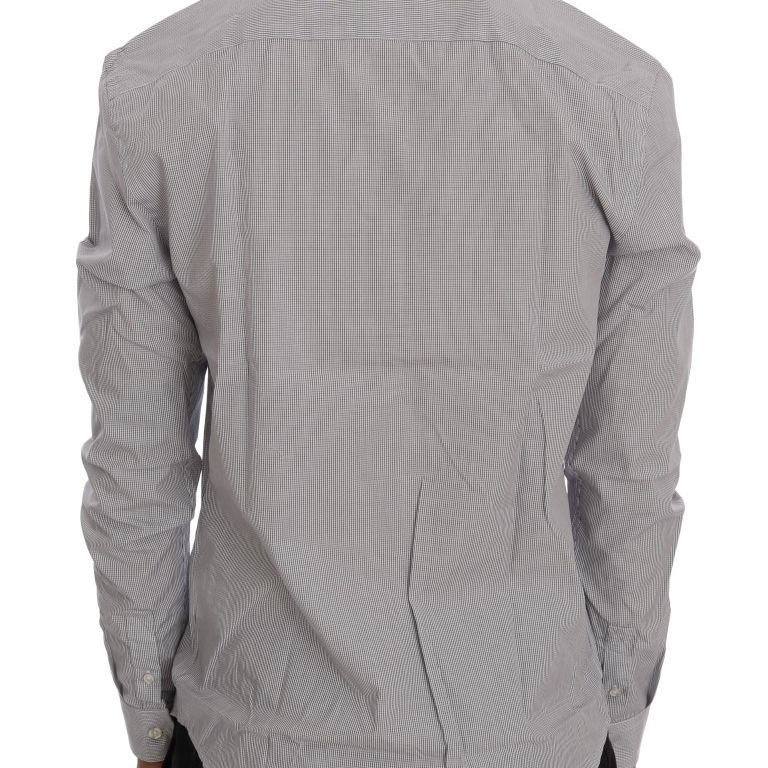 Frankie Morello White Blue Check Casual Cotton Regular Fit Shirt