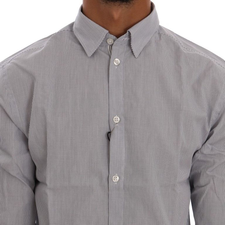 Frankie Morello White Blue Check Casual Cotton Regular Fit Shirt