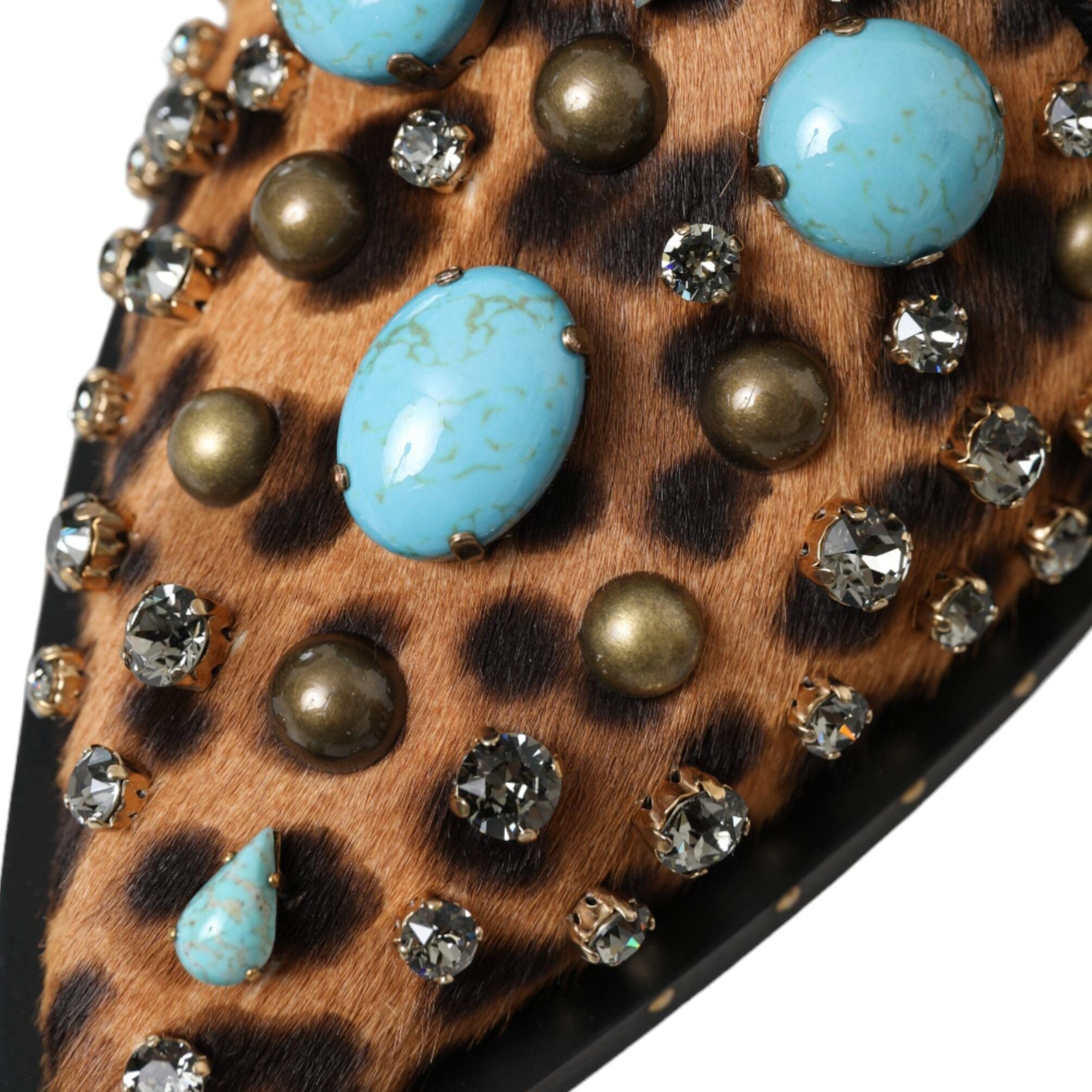 Dolce & Gabbana Brown Leopard Hair Crystal Dress Broque Shoes