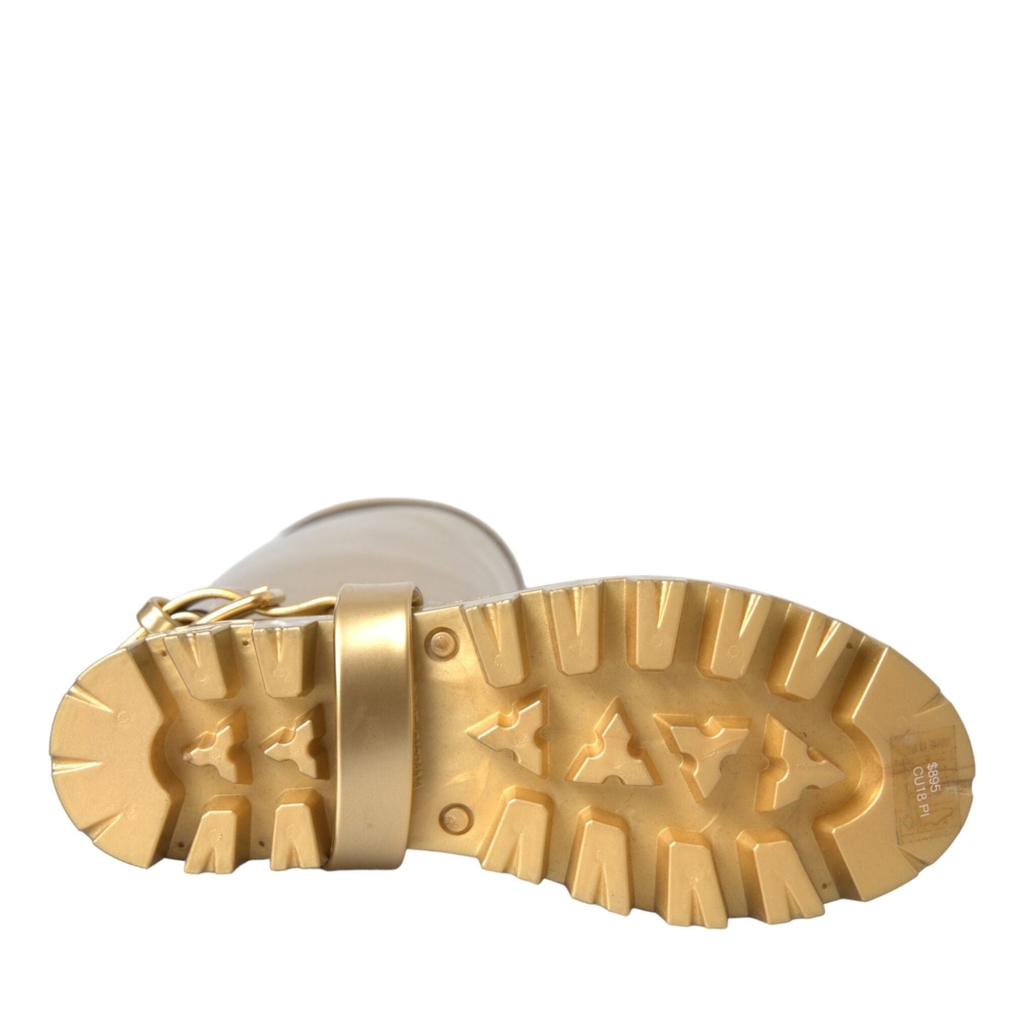 Dolce & Gabbana Metallic Gold Rubber PVC Rain Boots Shoes