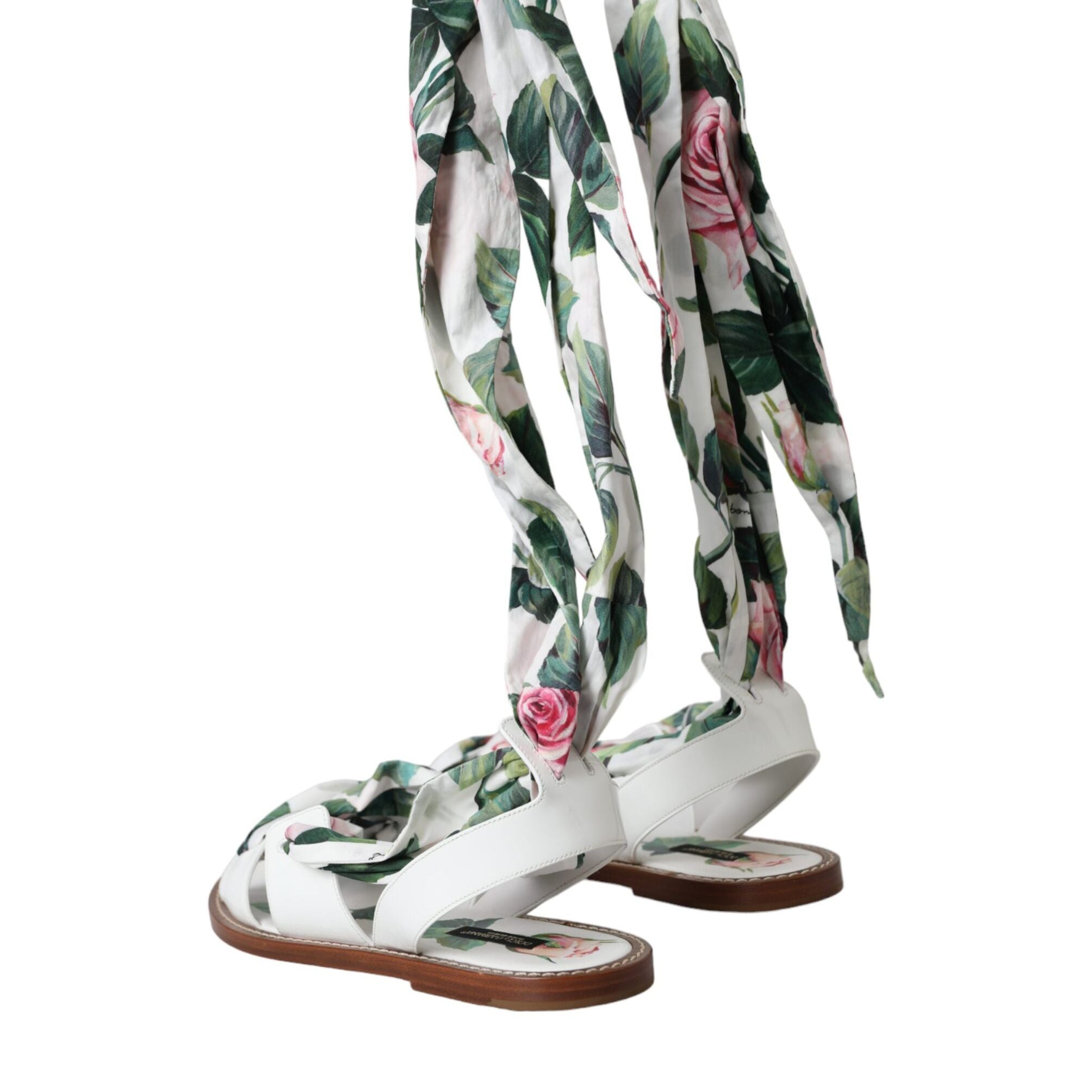 Dolce & Gabbana Multicolor Floral Print Ankle Wrap Sandals Shoes