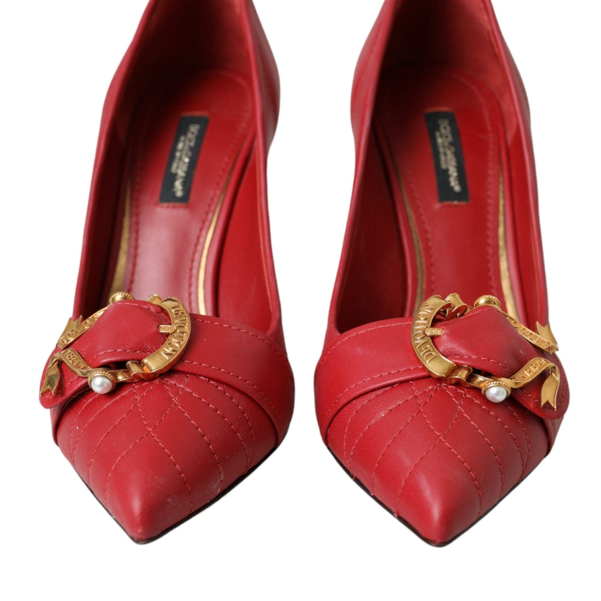 Dolce & Gabbana Red Devotion Leather Heels Pumps Shoes