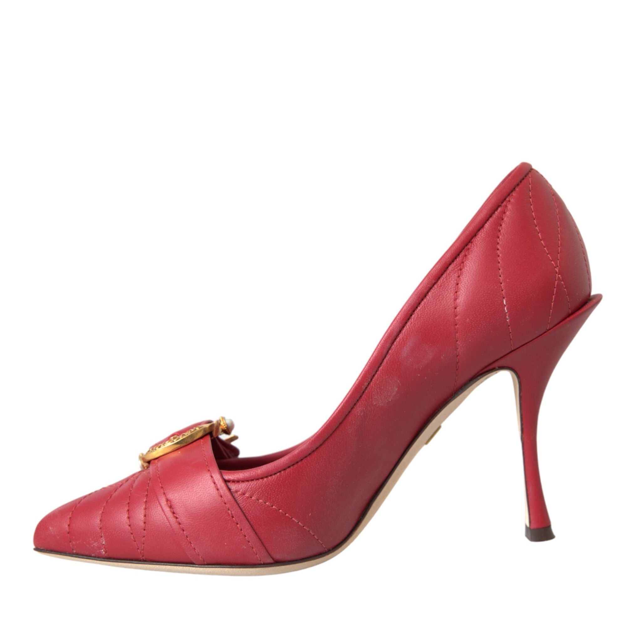 Dolce & Gabbana Red Devotion Leather Heels Pumps Shoes