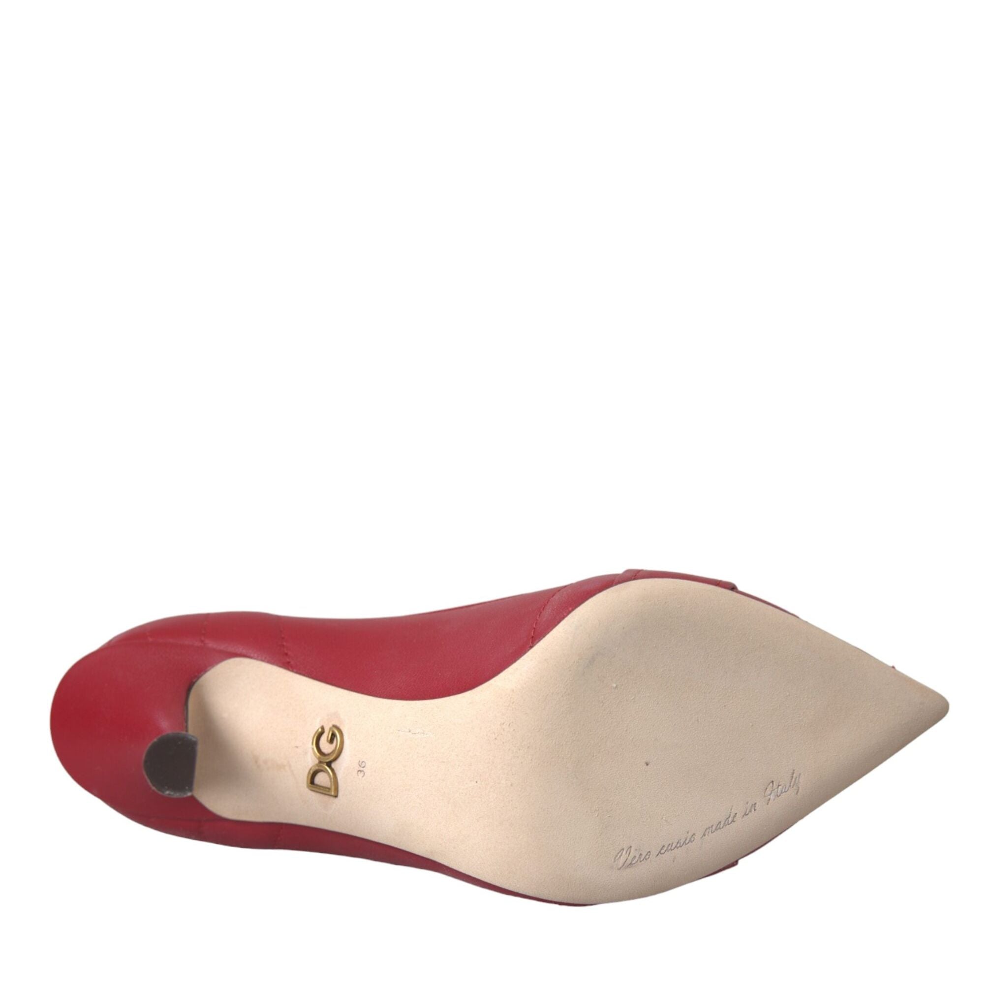 Dolce & Gabbana Red Devotion Leather Heels Pumps Shoes