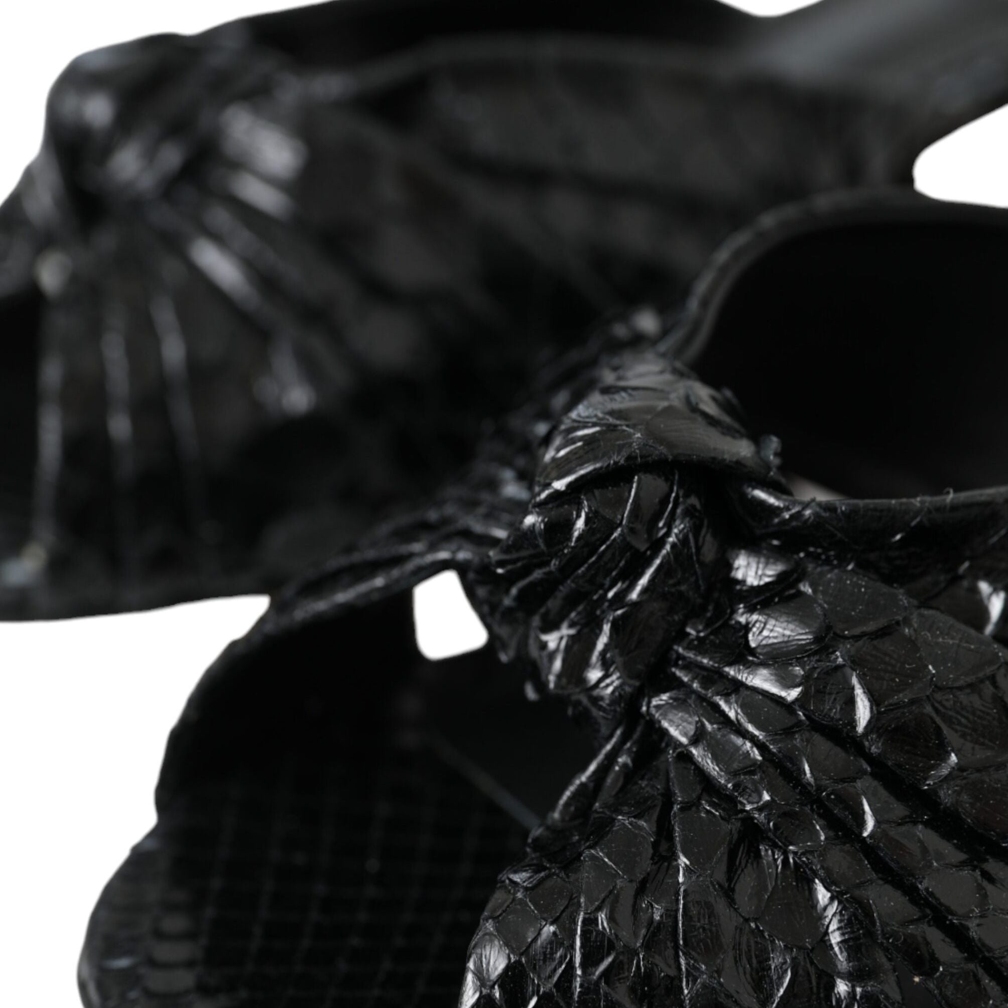 Dolce & Gabbana Black Exotic Leather Heels Slides Shoes