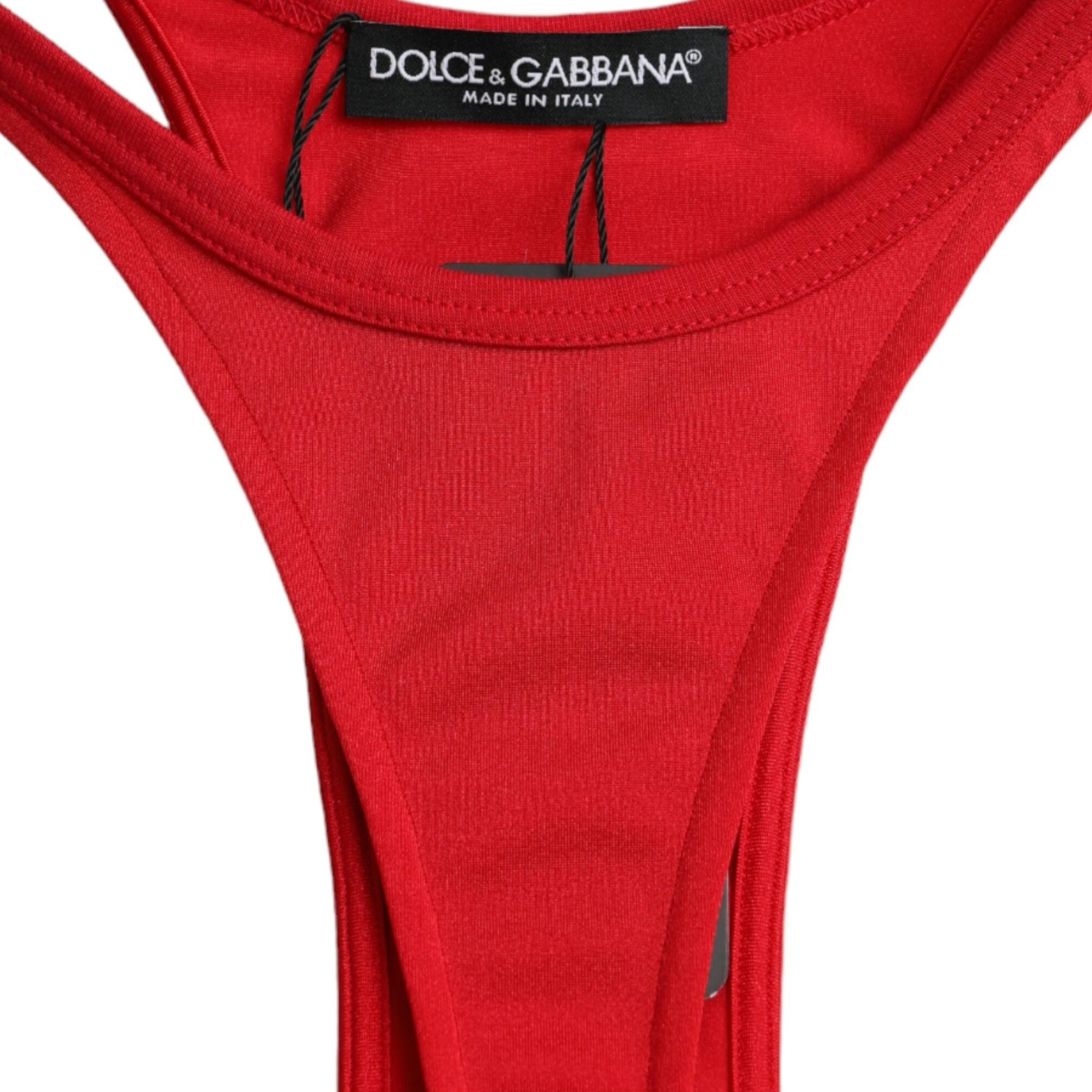 Dolce & Gabbana Red Nylon Stretch Bodycon Sheath Mini Dress