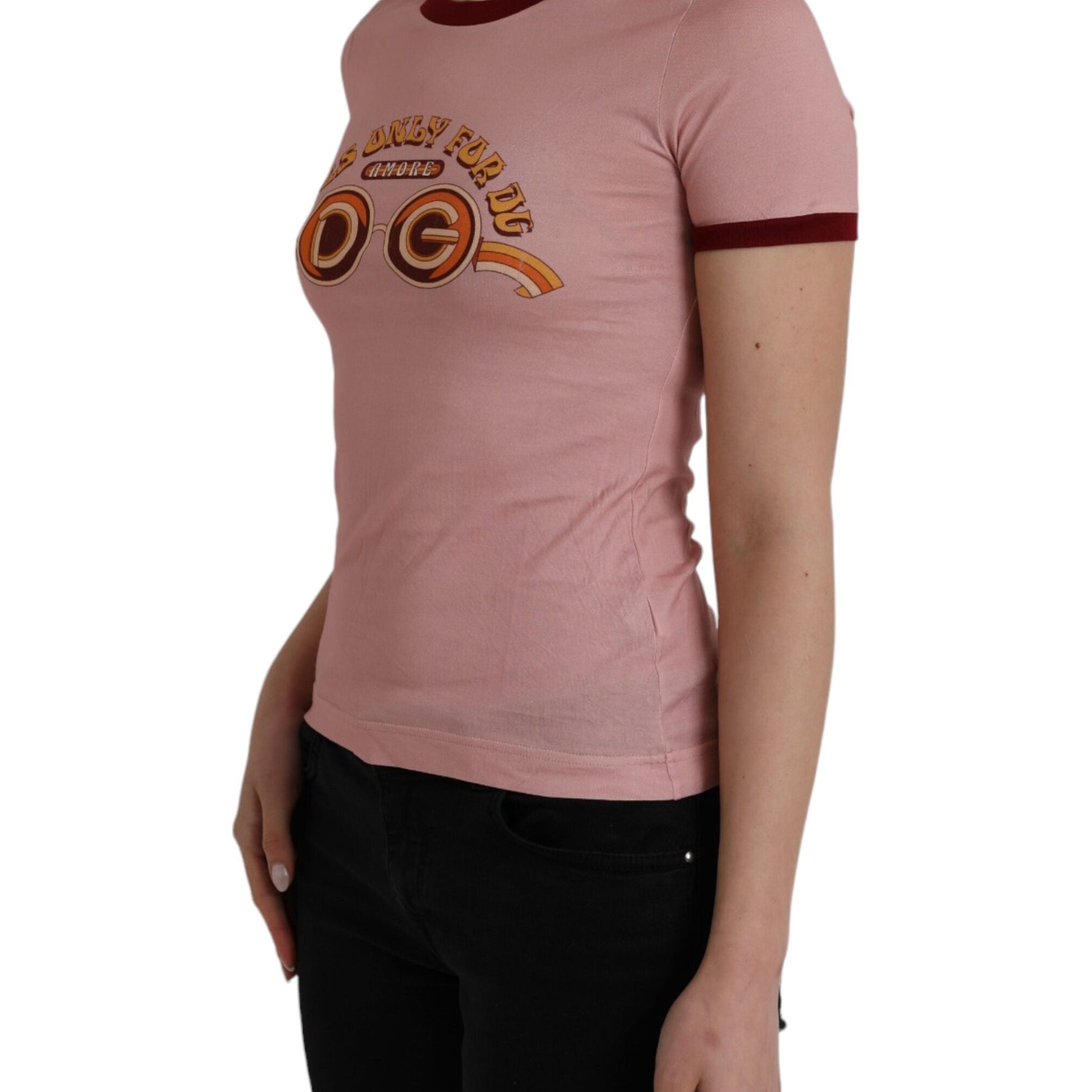 Dolce & Gabbana Pink Cotton Short Sleeves Crew Neck T-shirt